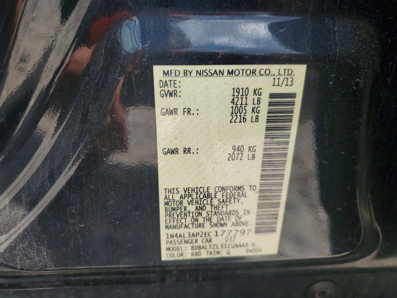 2014 Nissan Altima 2.5 Sv Blue vin: 1N4AL3AP2EC177797