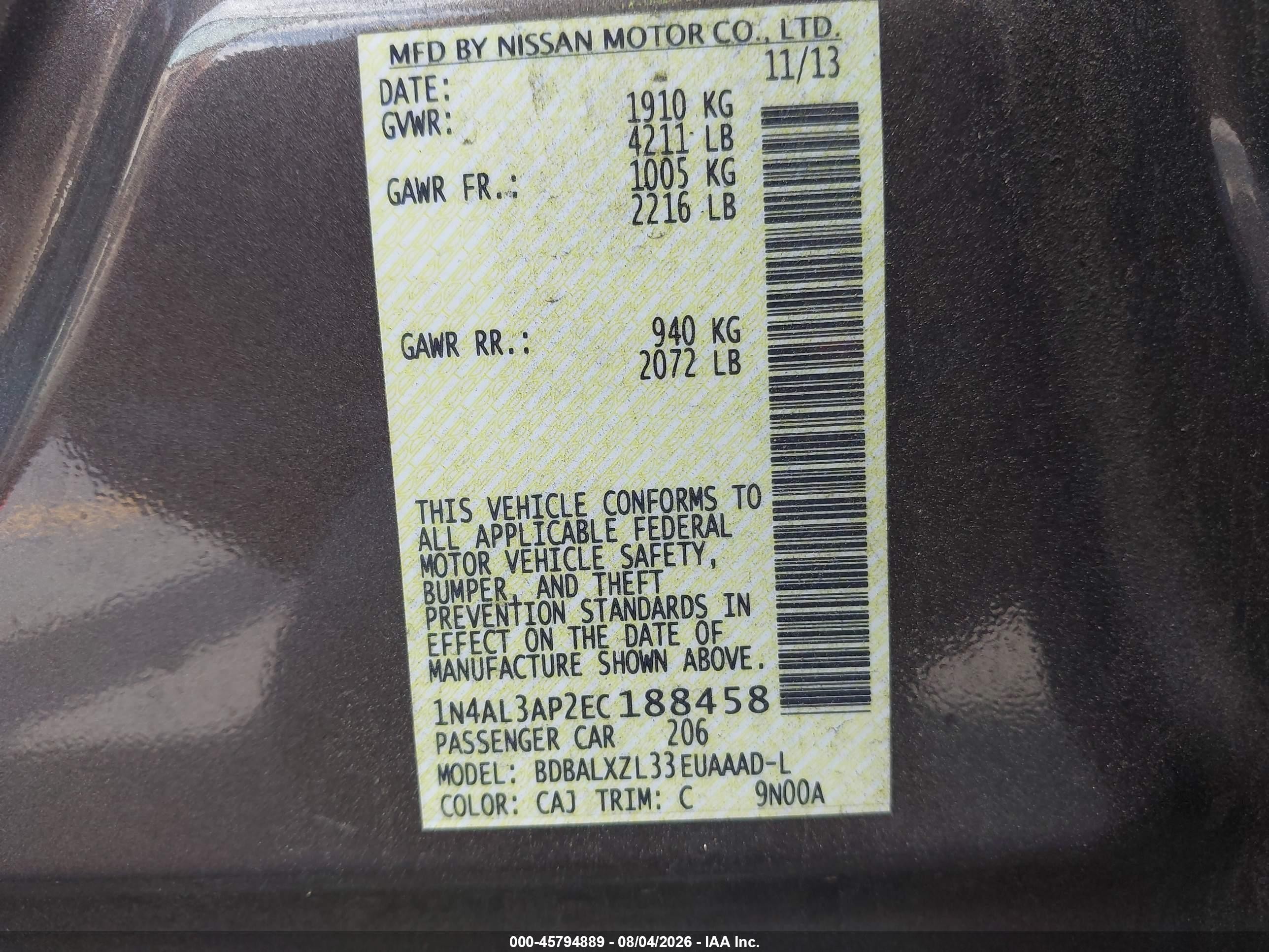 2014 Nissan Altima 2.5 Sl Brown vin: 1N4AL3AP2EC188458