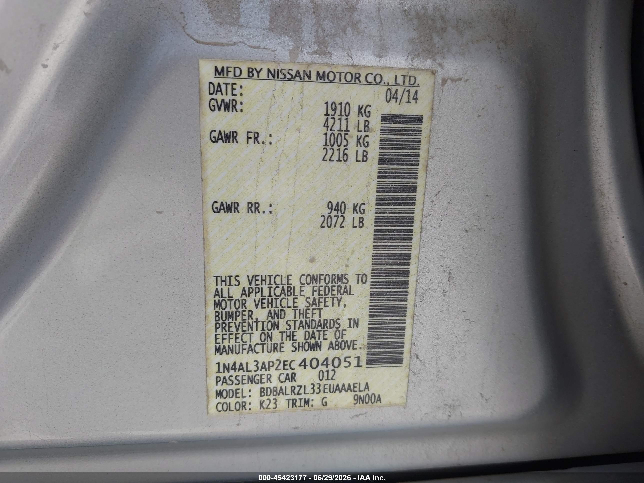 2014 Nissan Altima 2.5 S Silver vin: 1N4AL3AP2EC404051