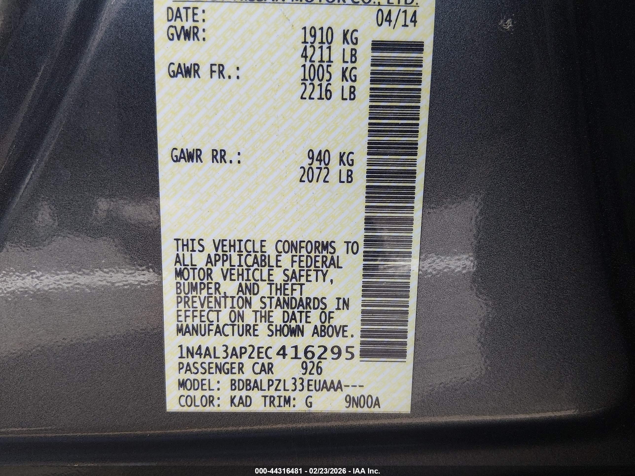 2014 Nissan Altima 2.5 Gray vin: 1N4AL3AP2EC416295