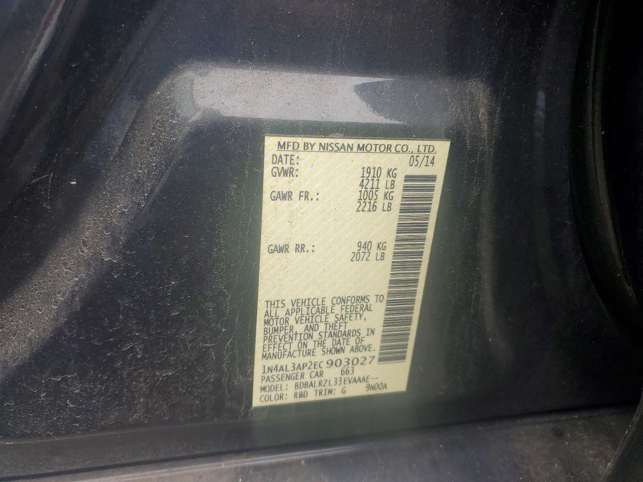 2014 Nissan Altima 2.5 S Gray vin: 1N4AL3AP2EC903027