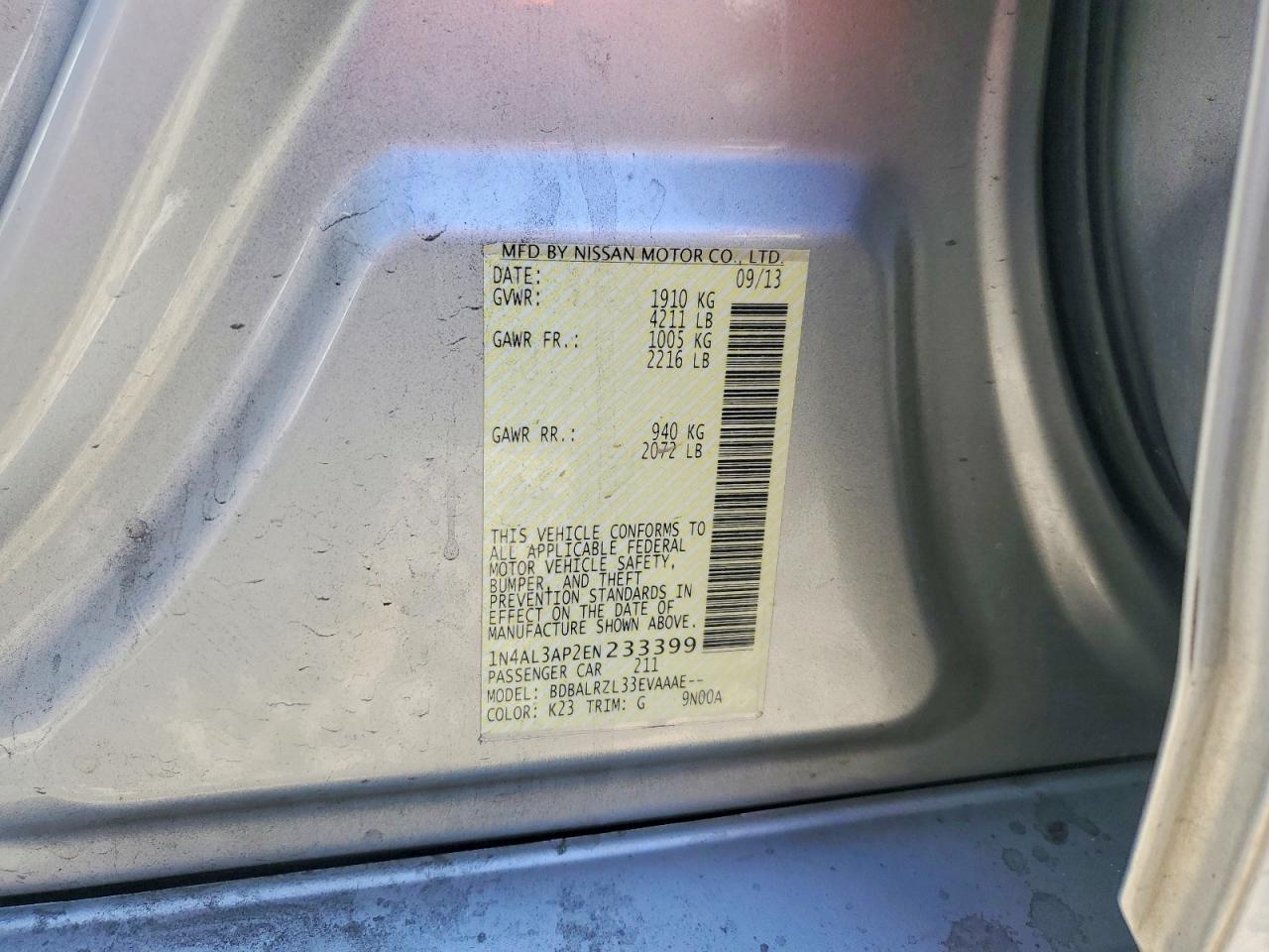 2014 Nissan Altima 2.5 S Silver vin: 1N4AL3AP2EN233399