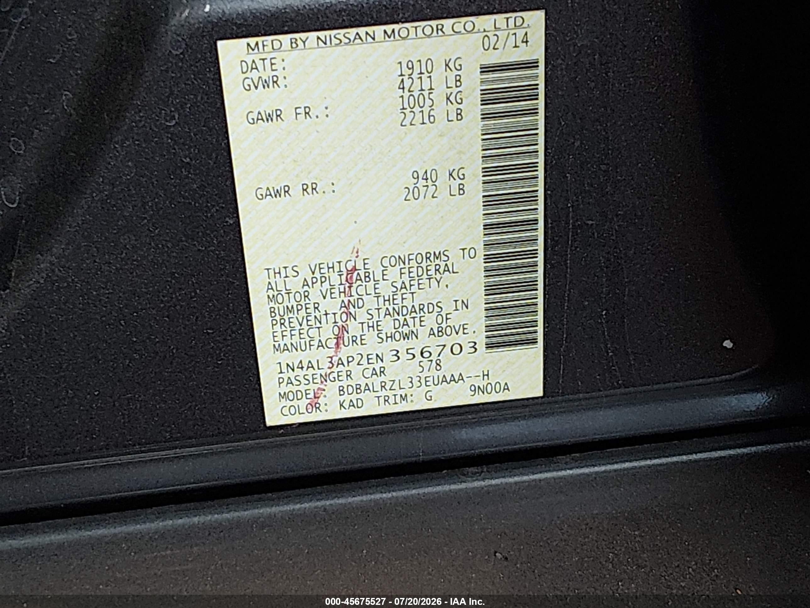 2014 Nissan Altima 2.5 S Gray vin: 1N4AL3AP2EN356703