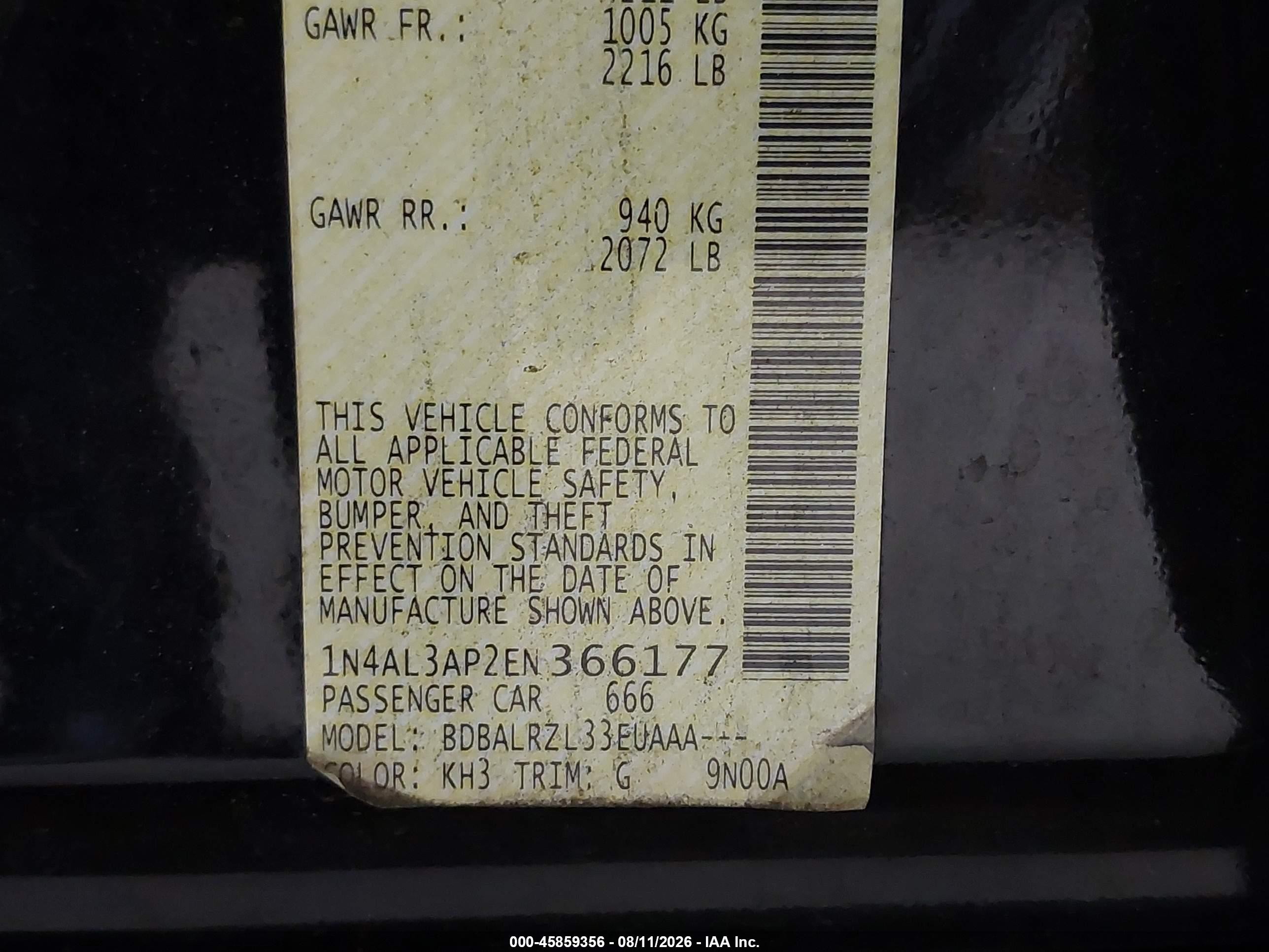 2014 Nissan Altima 2.5 S Black vin: 1N4AL3AP2EN366177
