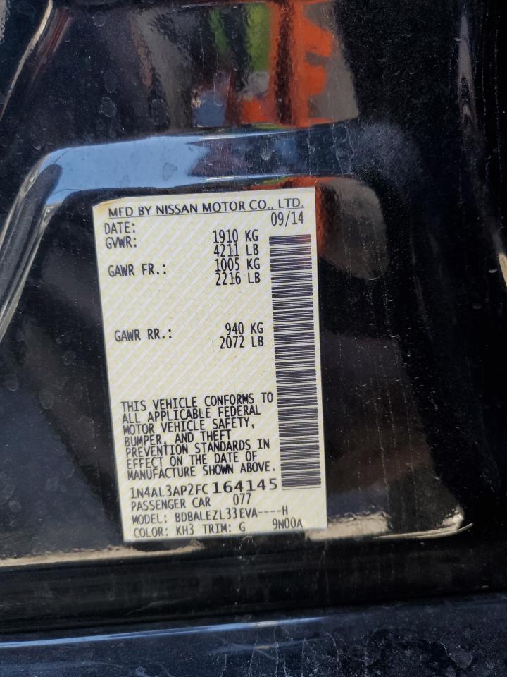 2015 Nissan Altima Black vin: 1N4AL3AP2FC164145
