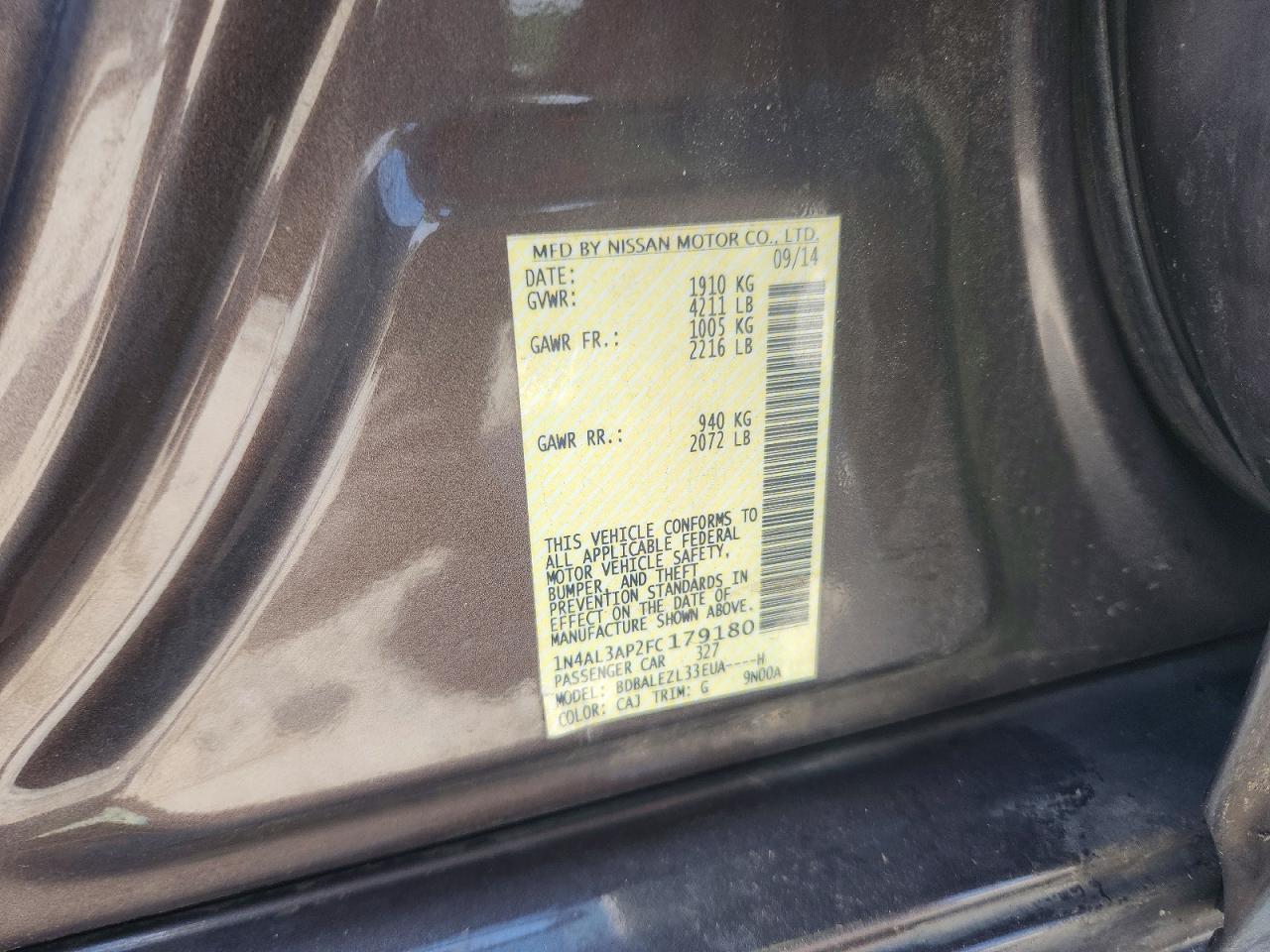 2015 Nissan Altima Gray vin: 1N4AL3AP2FC179180