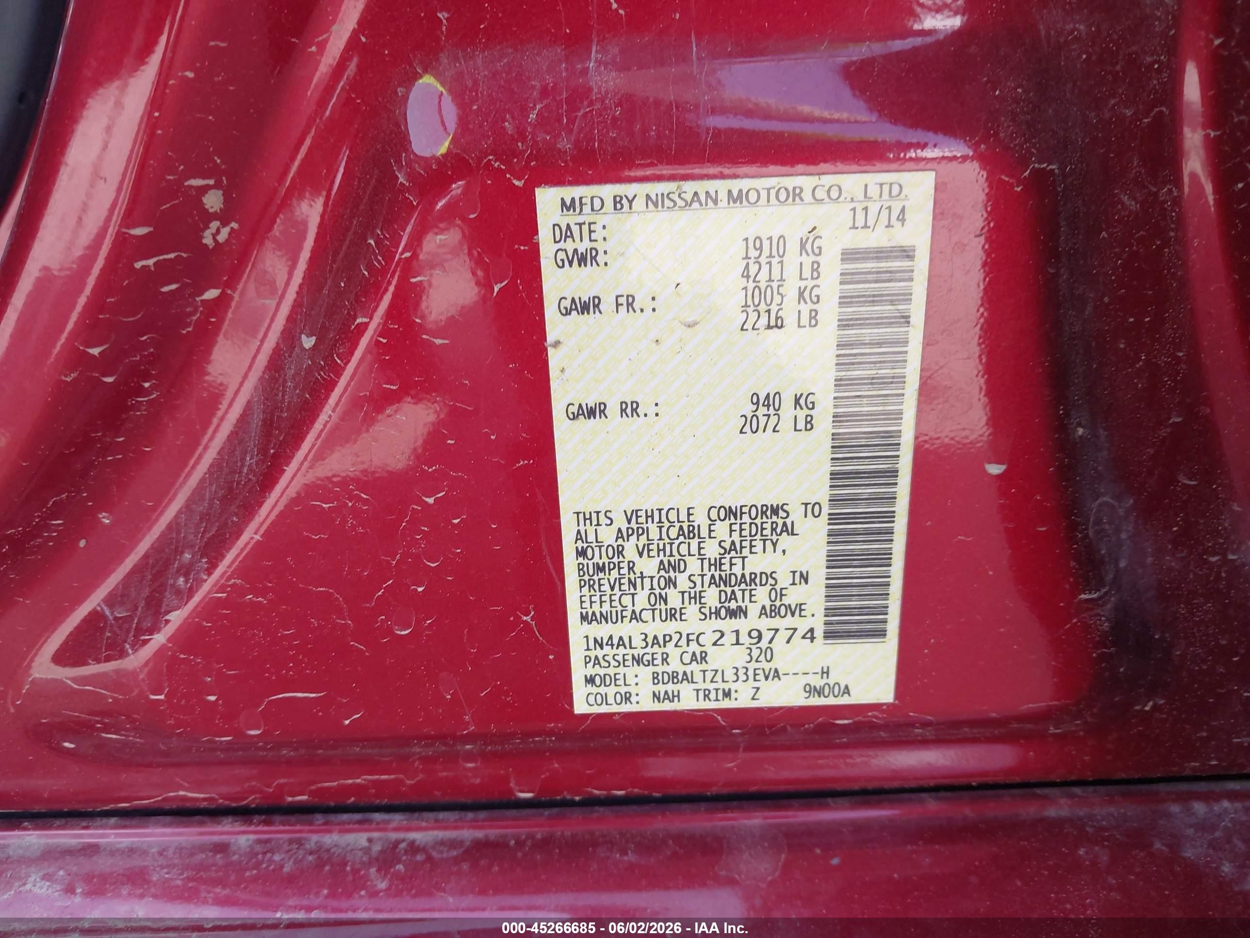 2015 Nissan Altima 2.5 Sl Red vin: 1N4AL3AP2FC219774