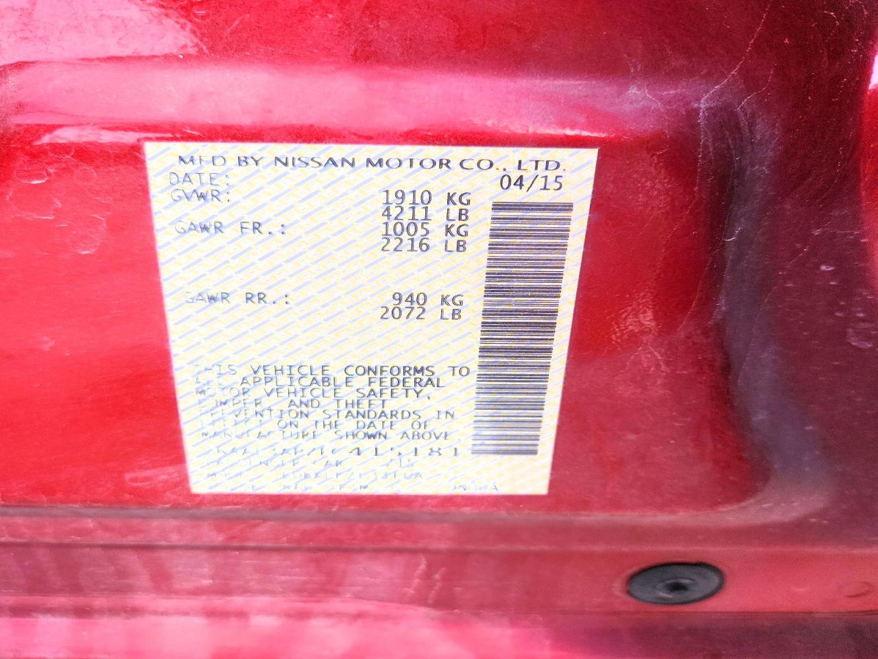 2015 Nissan Altima 2.5 S Maroon vin: 1N4AL3AP2FC415181