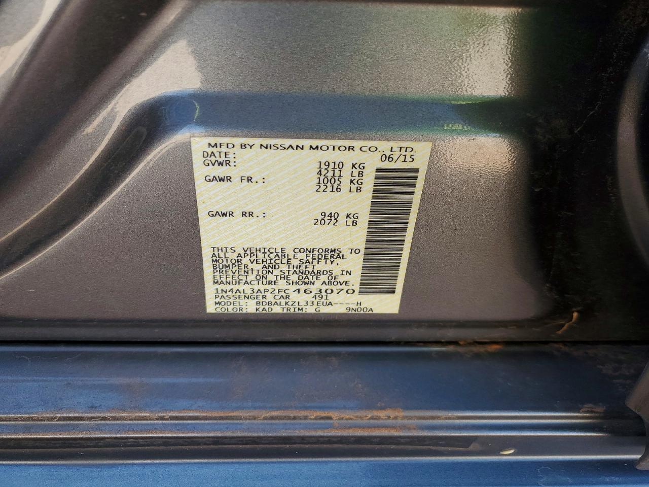 2015 Nissan Altima 2.5 Sv Silver vin: 1N4AL3AP2FC463070