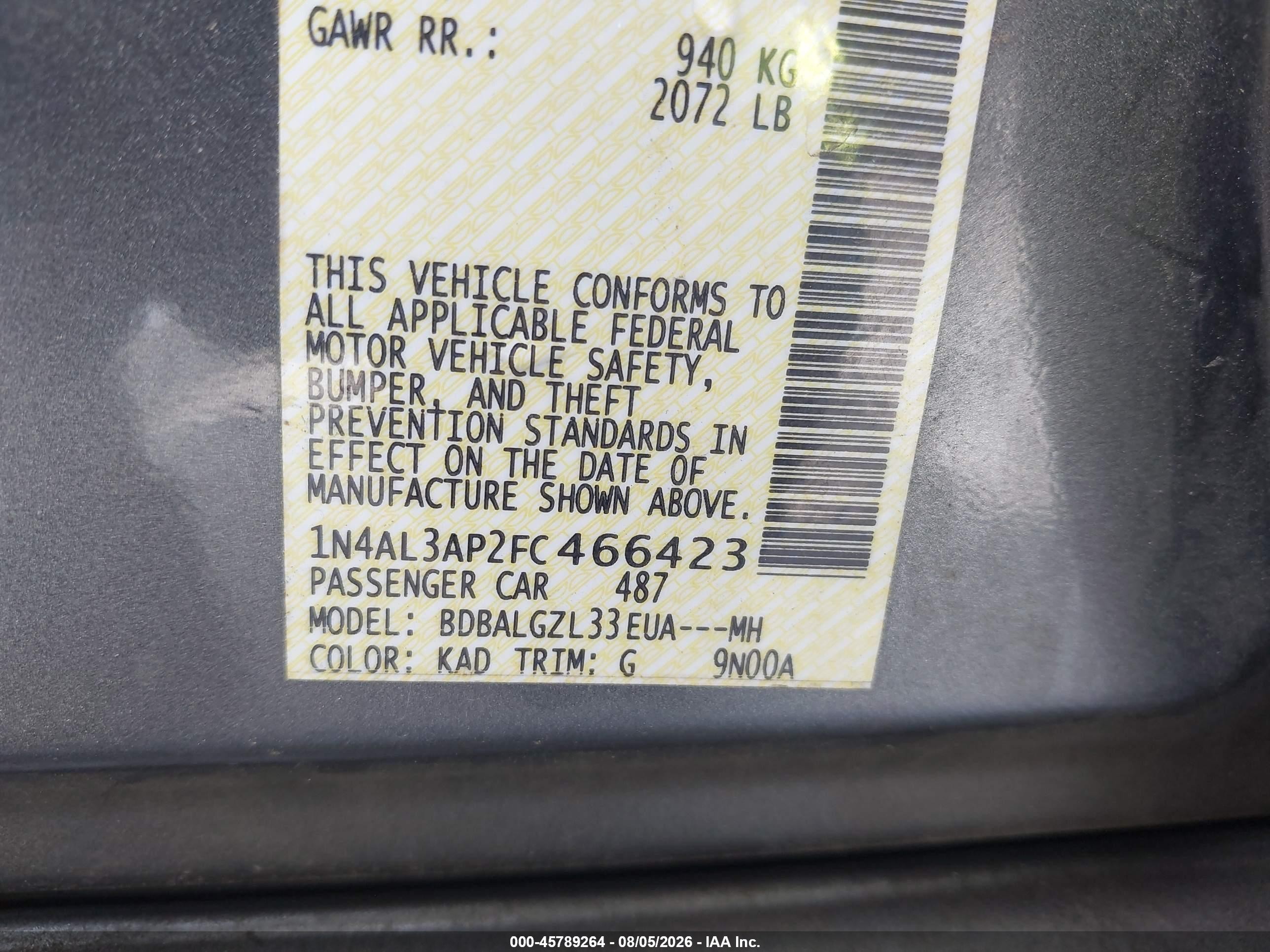 2015 Nissan Altima 2.5 S Серебряный vin: 1N4AL3AP2FC466423