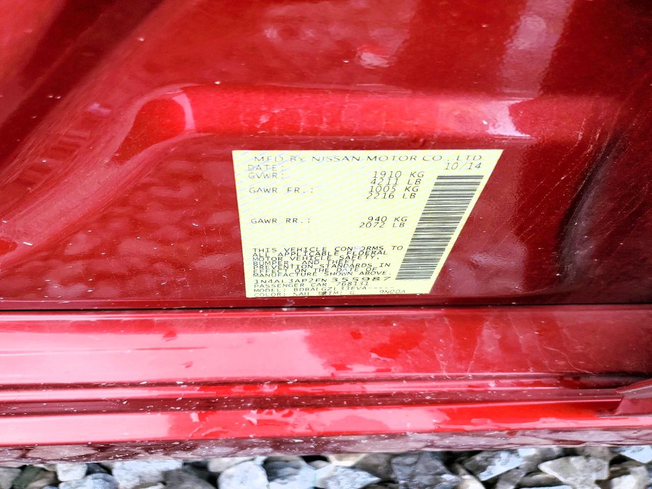 2015 Nissan Altima 2.5 S Red vin: 1N4AL3AP2FN355987