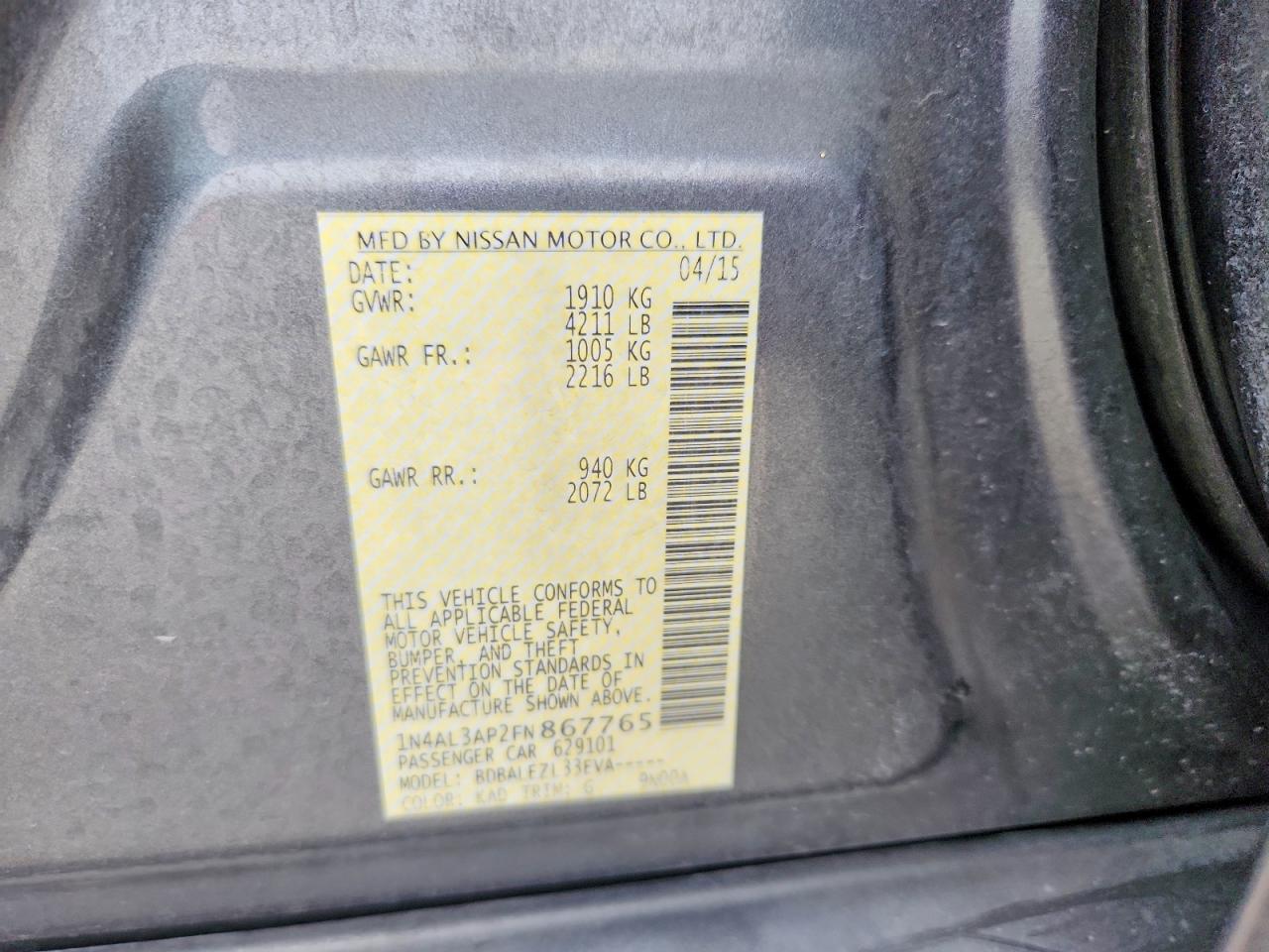 2015 Nissan Altima 2.5 S Gray vin: 1N4AL3AP2FN867765