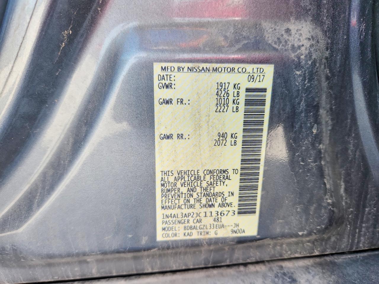 2018 Nissan Altima 2.5 S Gray vin: 1N4AL3AP2JC113673