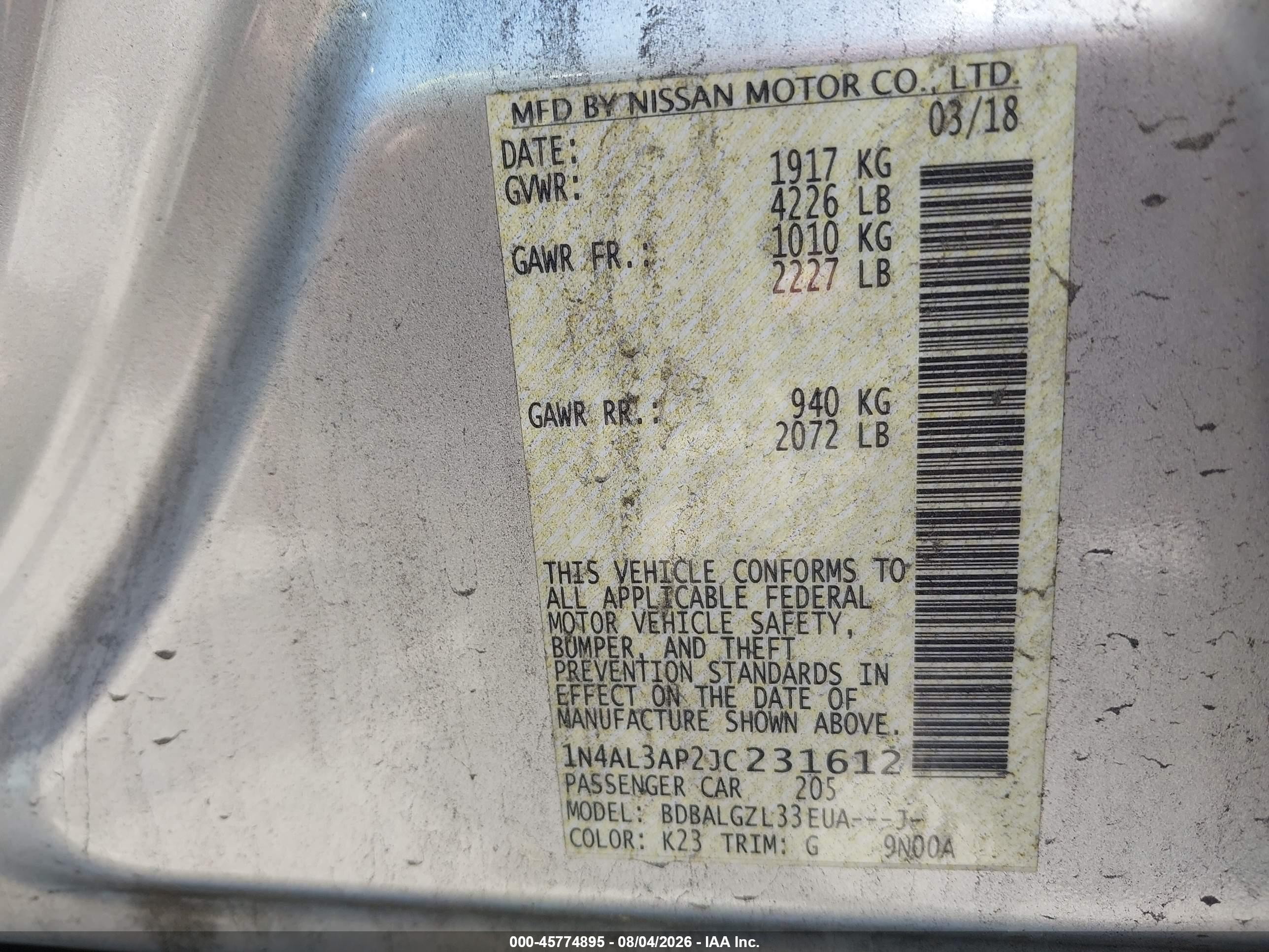 2018 Nissan Altima 2.5 S Silver vin: 1N4AL3AP2JC231612