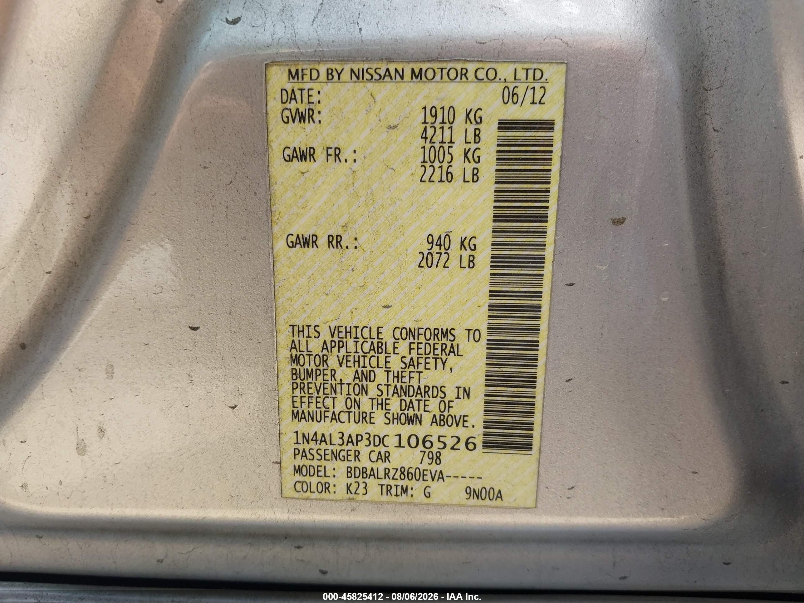 2013 Nissan Altima 2.5/s/sv/sl Silver vin: 1N4AL3AP3DC106526
