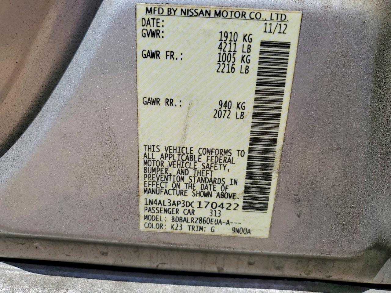 2013 Nissan Altima 2.5 Silver vin: 1N4AL3AP3DC170422