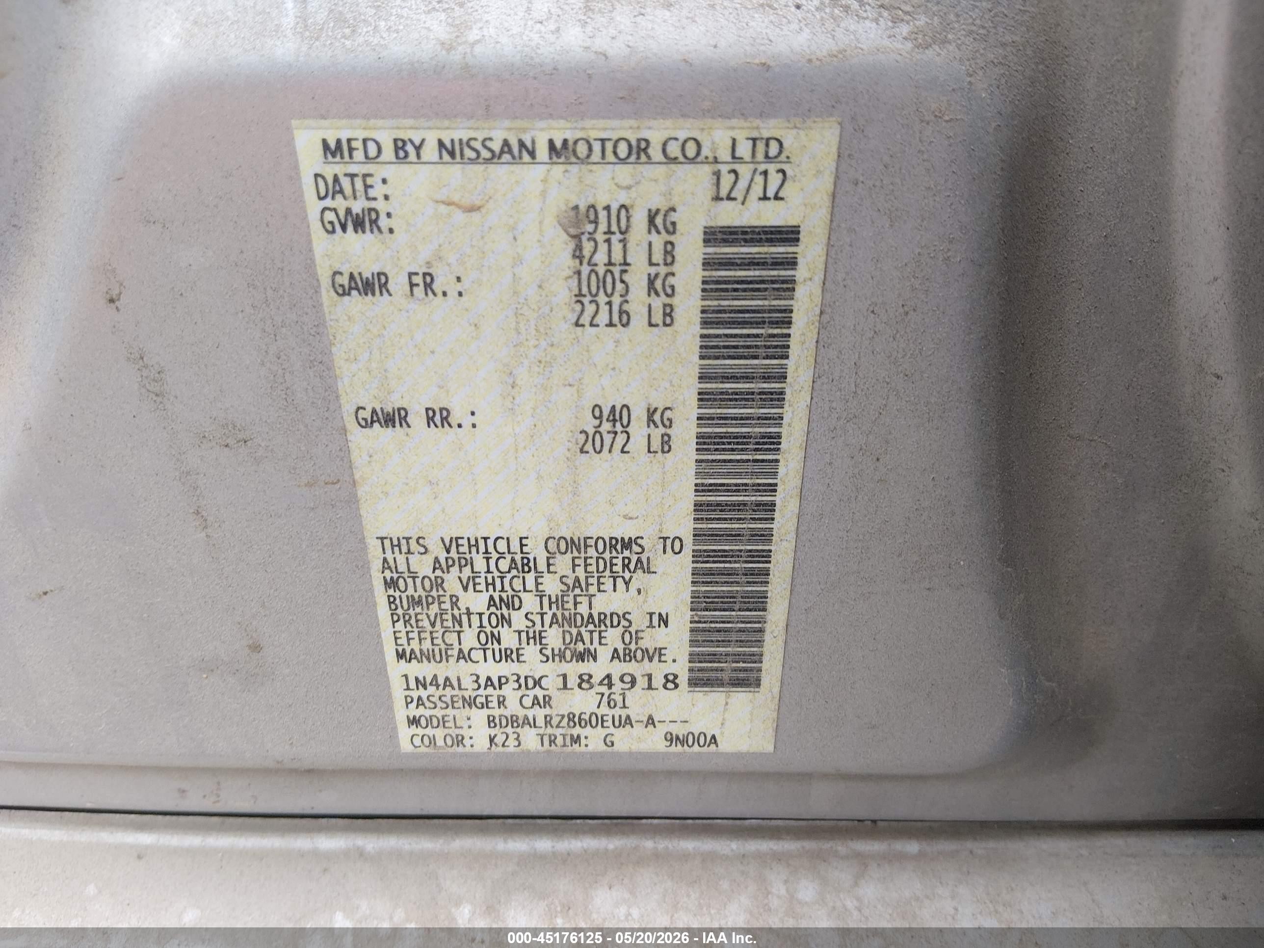 2013 Nissan Altima 2.5 S Silver vin: 1N4AL3AP3DC184918