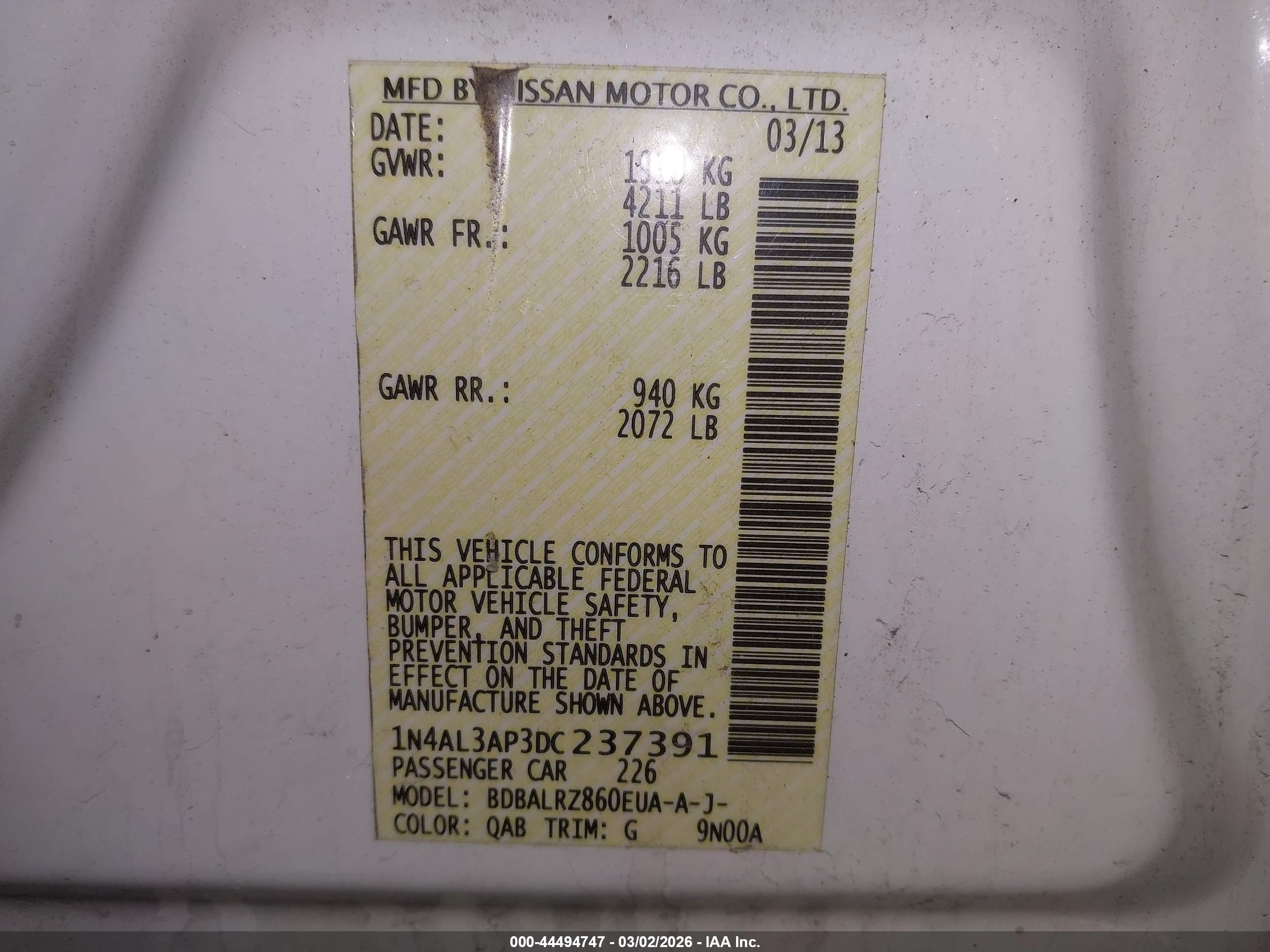2013 Nissan Altima 2.5 S White vin: 1N4AL3AP3DC237391