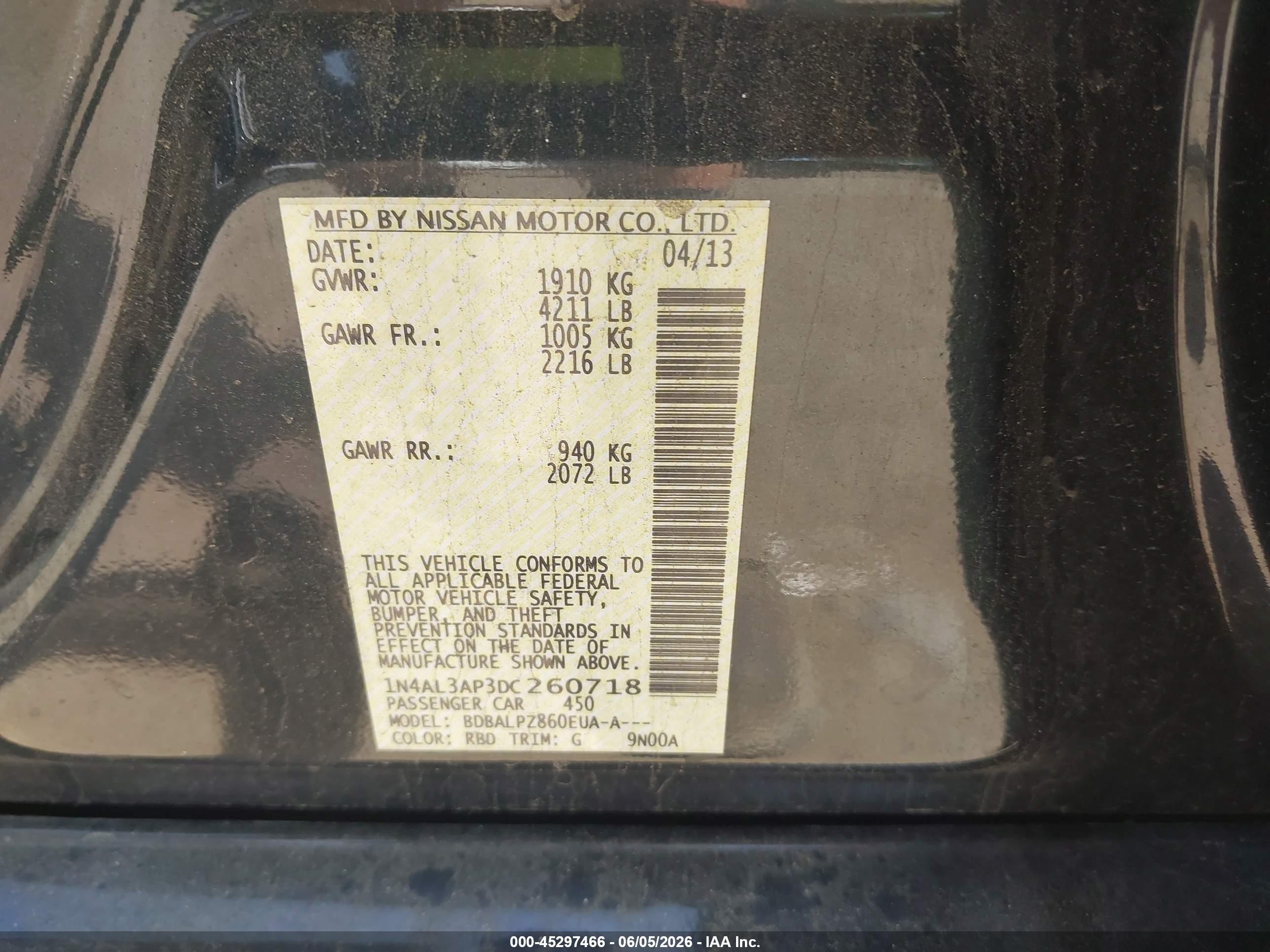 2013 Nissan Altima 2.5 Dark Blue vin: 1N4AL3AP3DC260718