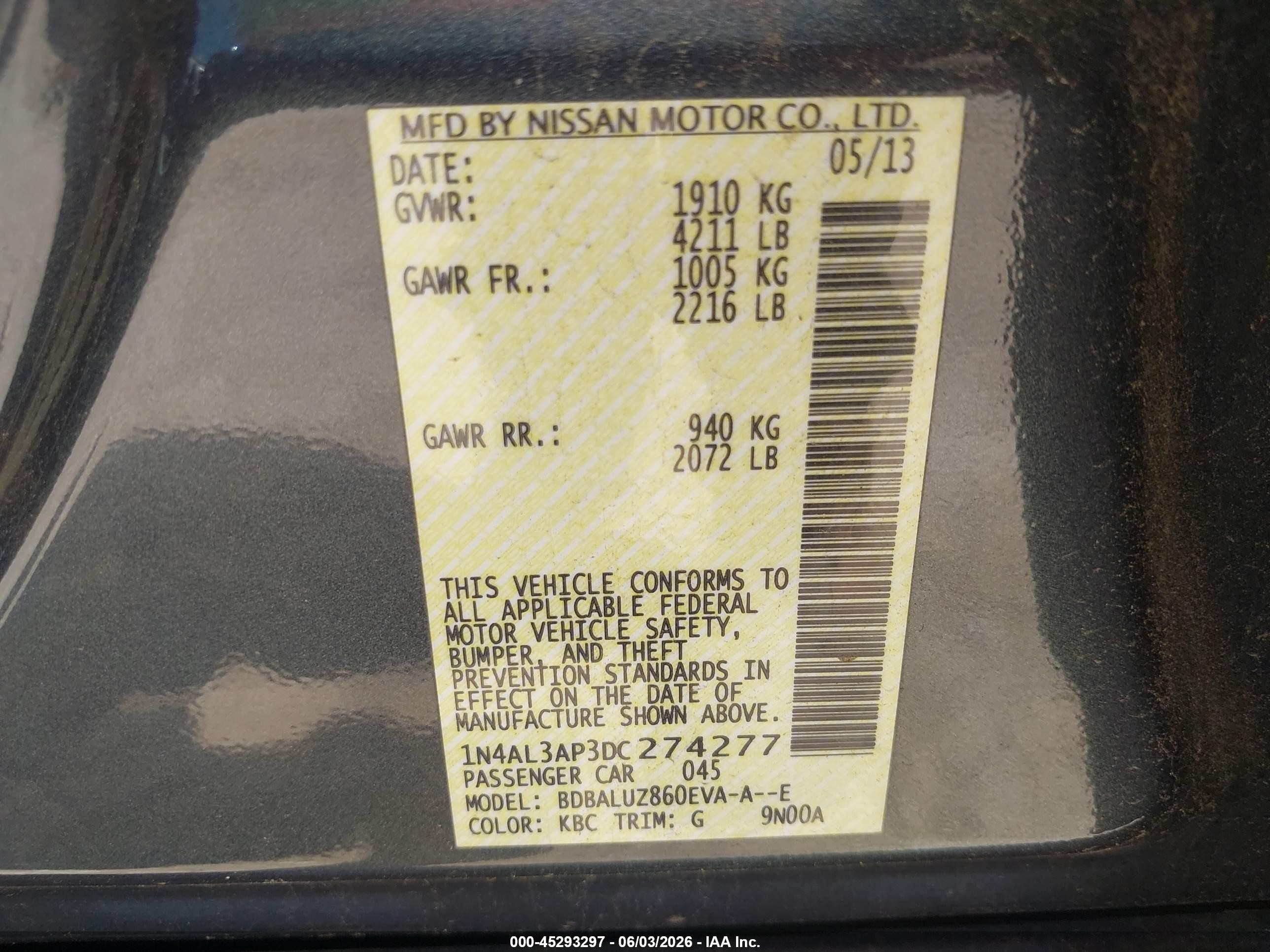 2013 Nissan Altima 2.5 Sv Gray vin: 1N4AL3AP3DC274277