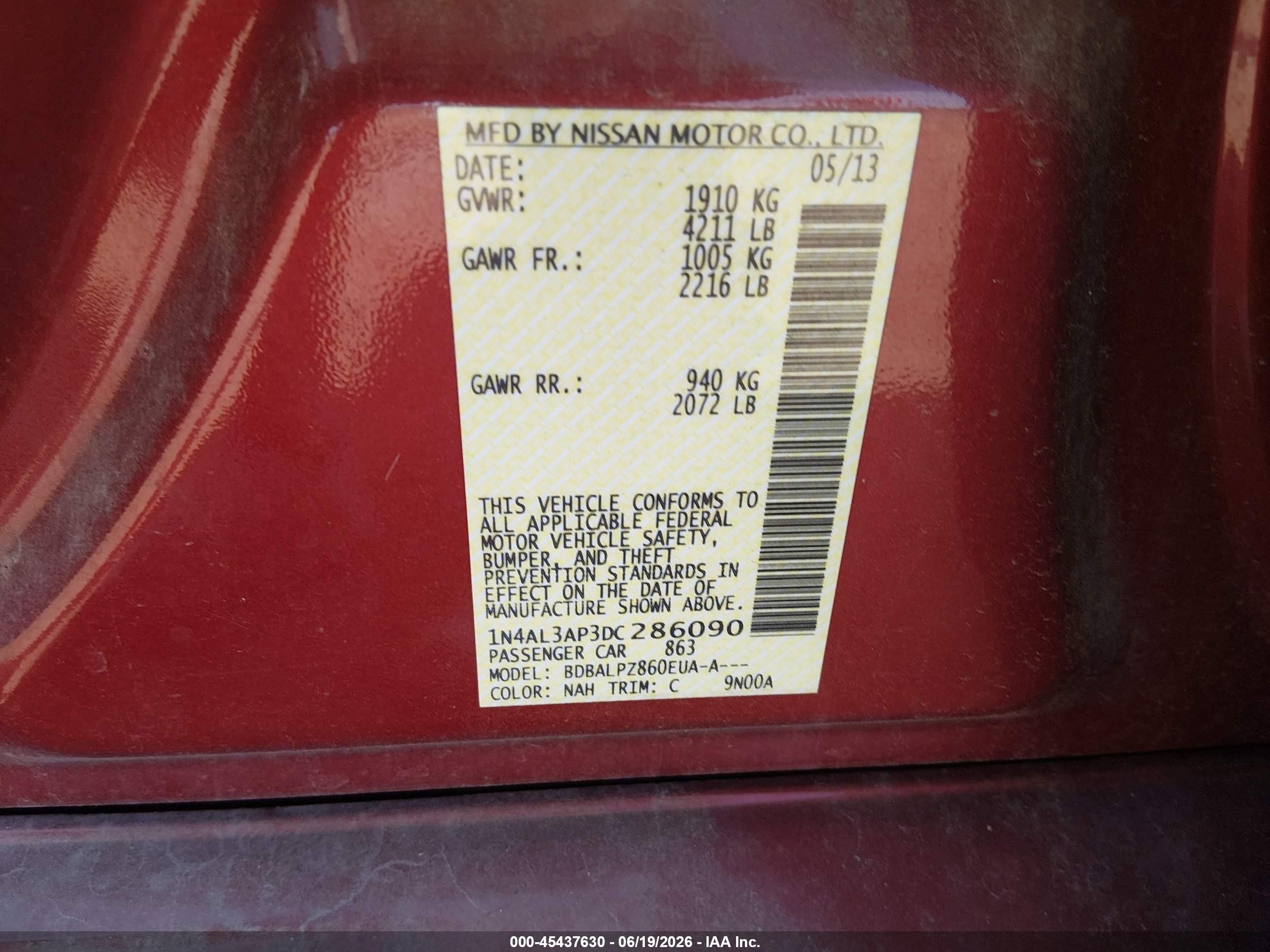 2013 Nissan Altima 2.5 Burgundy vin: 1N4AL3AP3DC286090