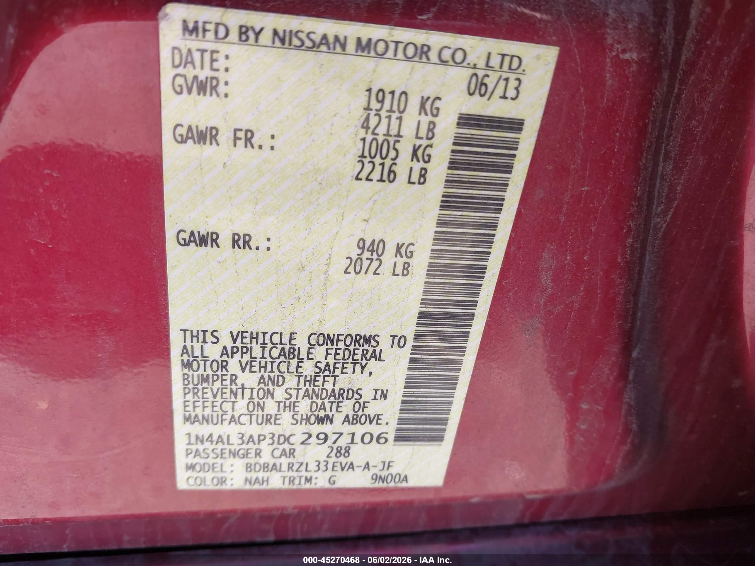 2013 Nissan Altima 2.5 S Red vin: 1N4AL3AP3DC297106