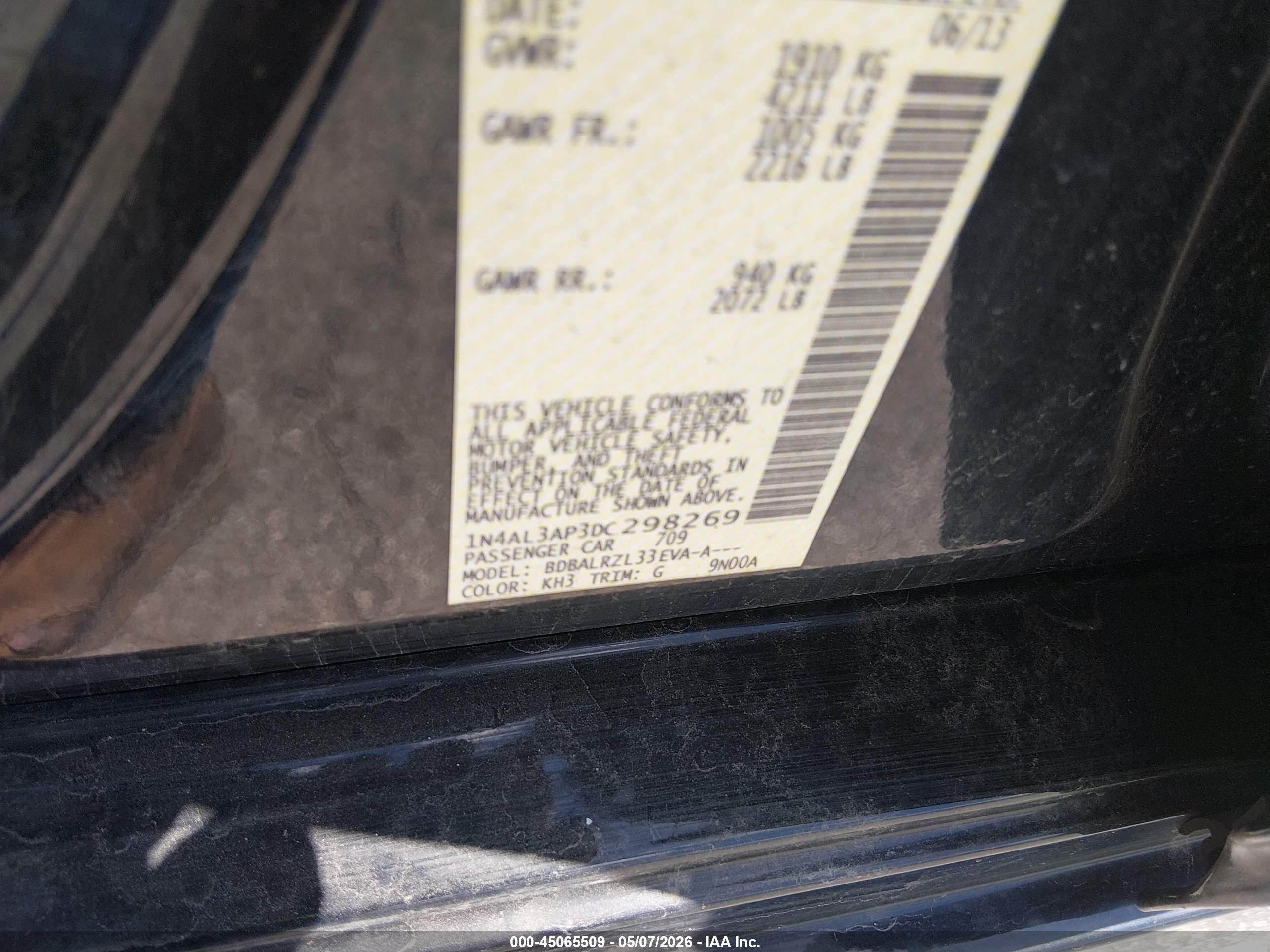2013 Nissan Altima 2.5 S Black vin: 1N4AL3AP3DC298269