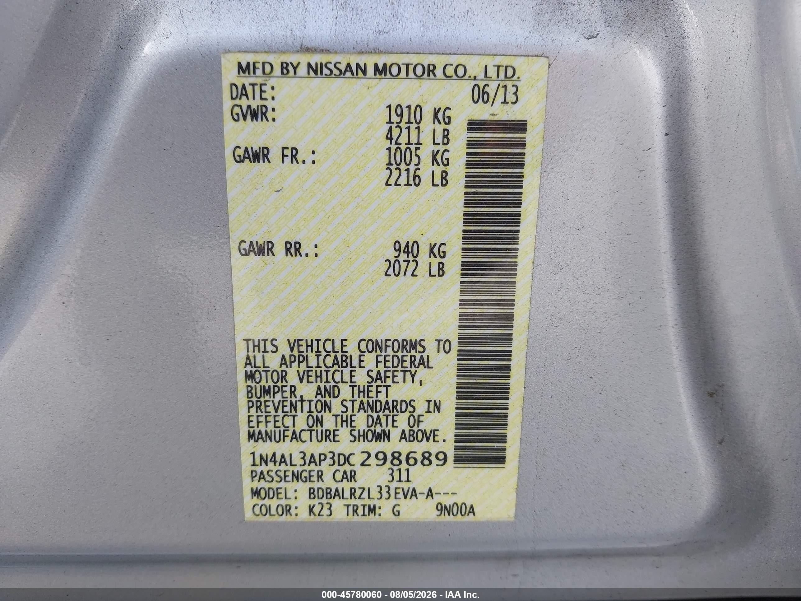 2013 Nissan Altima 2.5 S Серебряный vin: 1N4AL3AP3DC298689