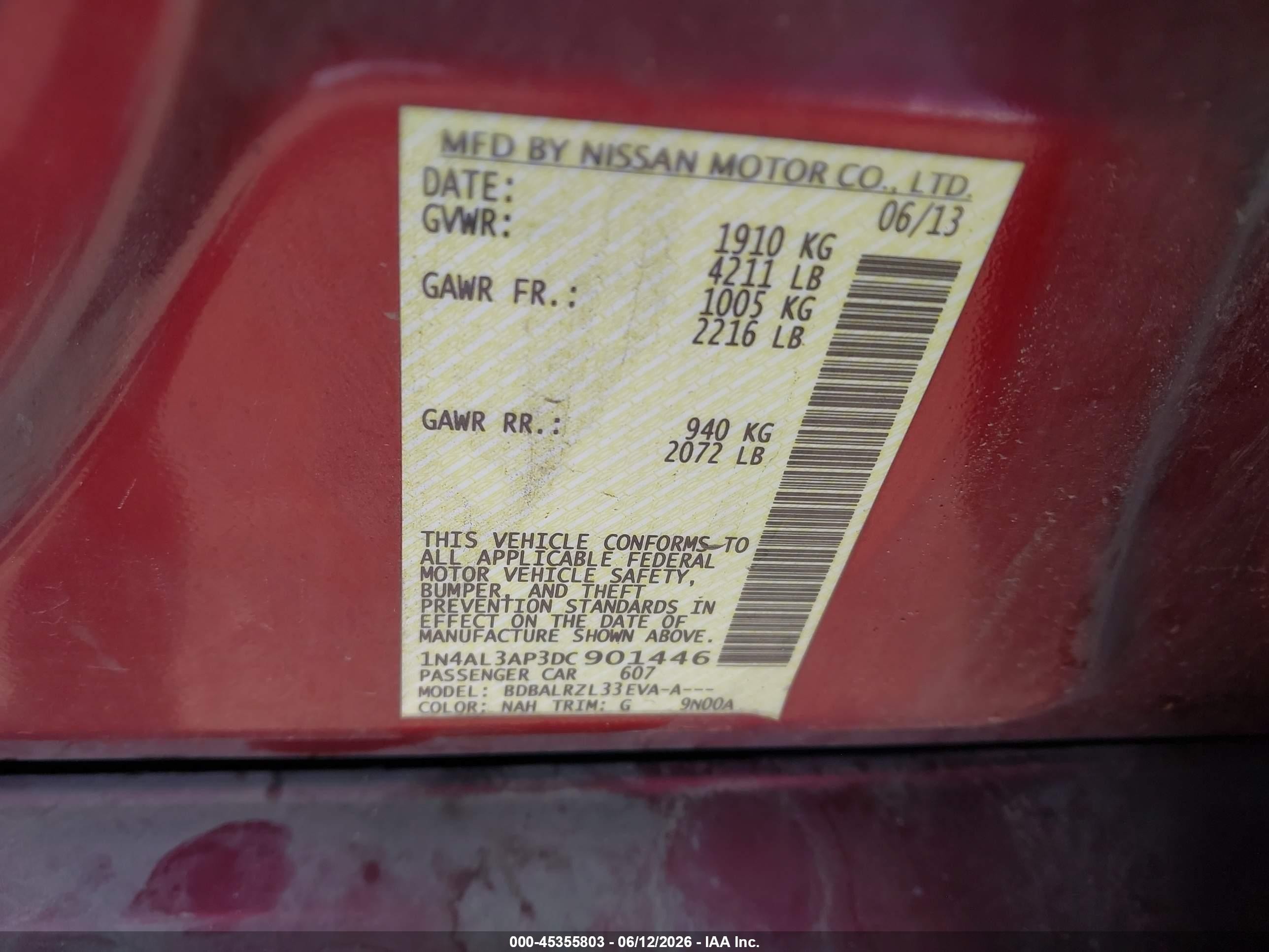 2013 Nissan Altima 2.5 S Red vin: 1N4AL3AP3DC901446