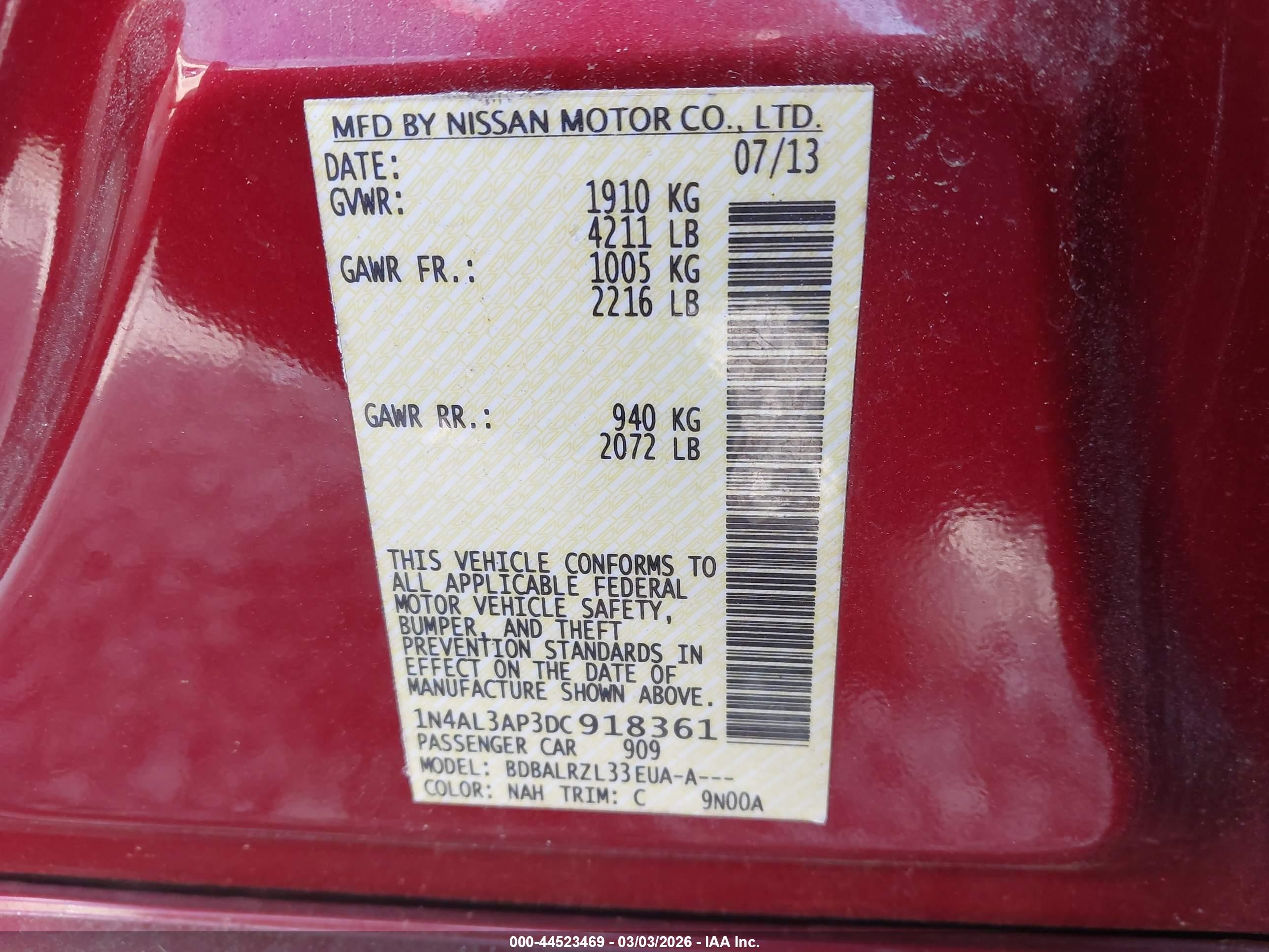 2013 Nissan Altima 2.5 S Red vin: 1N4AL3AP3DC918361