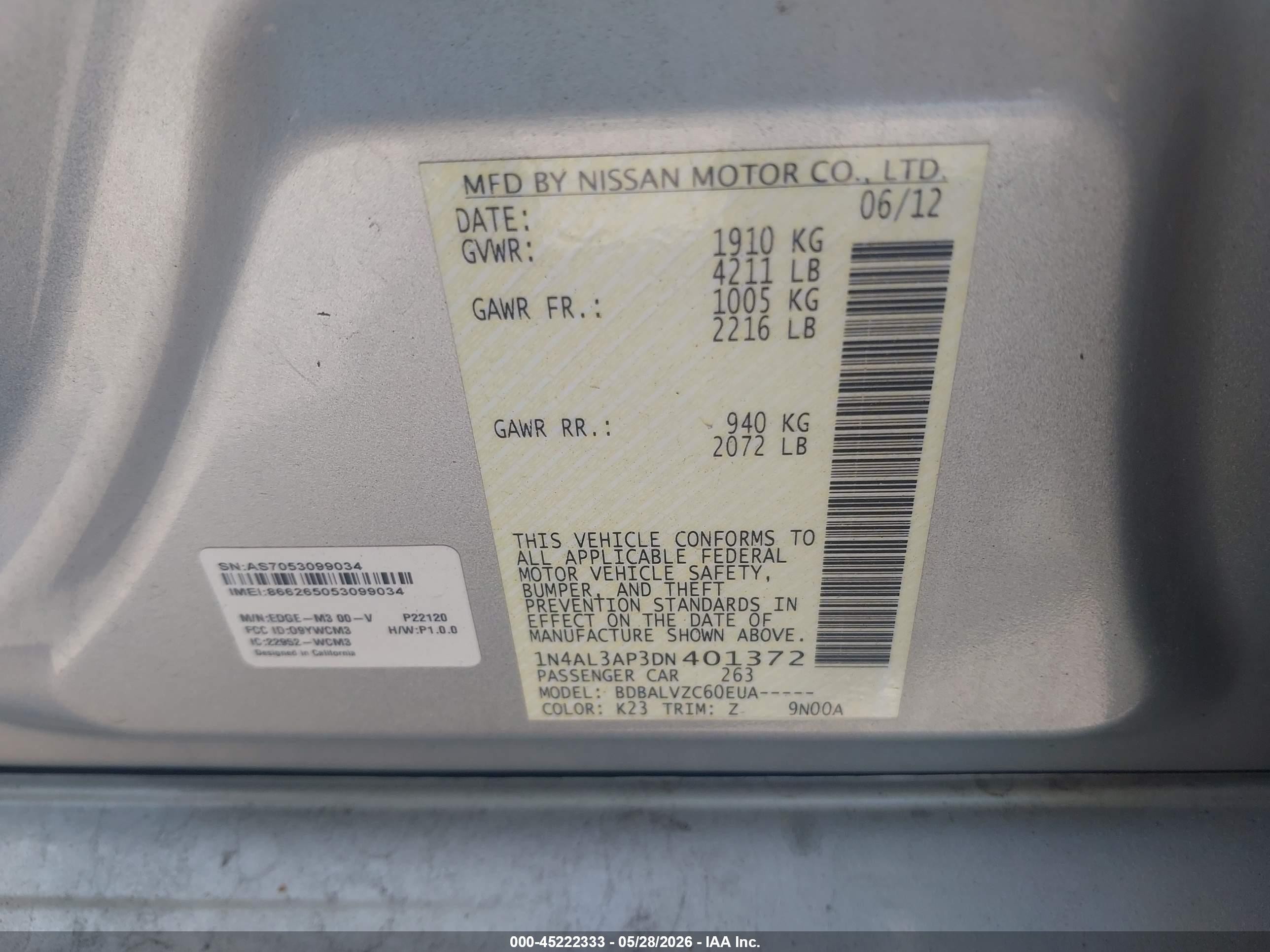 2013 Nissan Altima 2.5 Sl Silver vin: 1N4AL3AP3DN401372