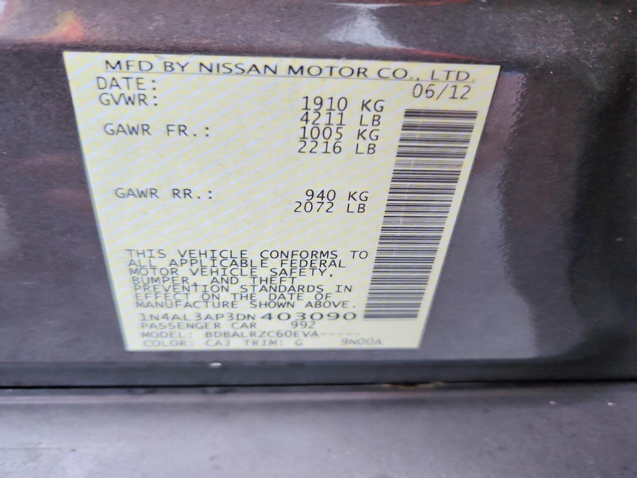 2013 Nissan Altima 2.5 Gray vin: 1N4AL3AP3DN403090