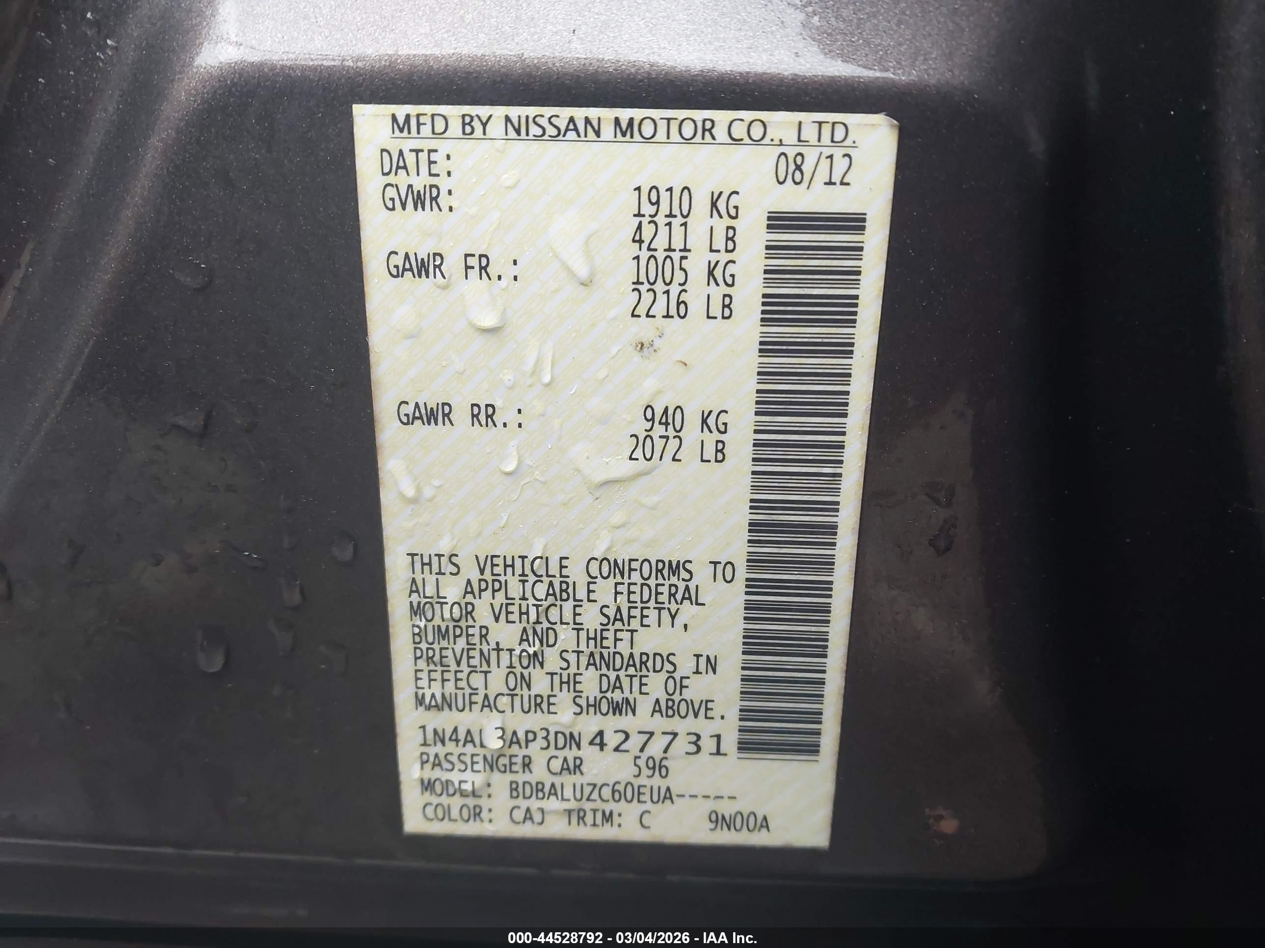 2013 Nissan Altima 2.5 Sv Brown vin: 1N4AL3AP3DN427731