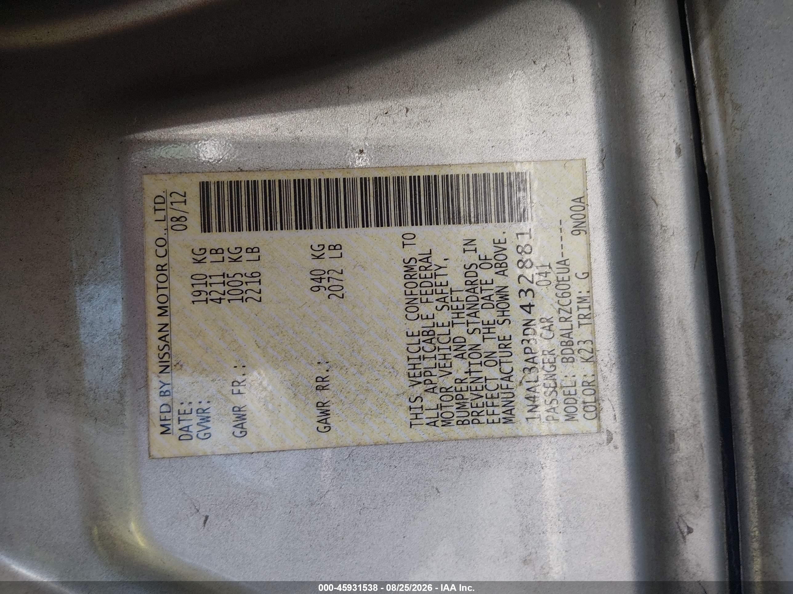 2013 Nissan Altima 2.5 S Gray vin: 1N4AL3AP3DN432881