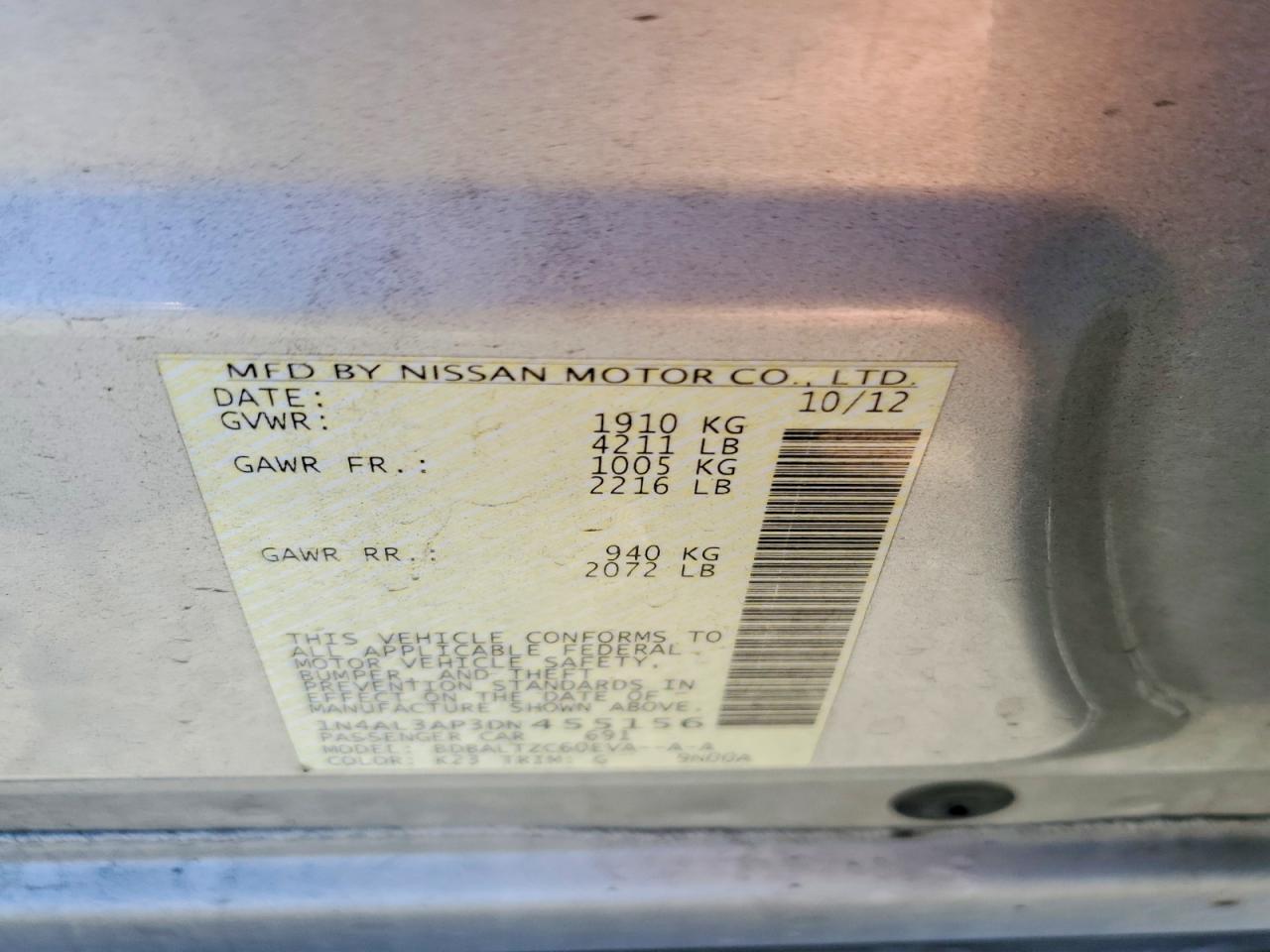 2013 Nissan Altima 2.5 Silver vin: 1N4AL3AP3DN455156
