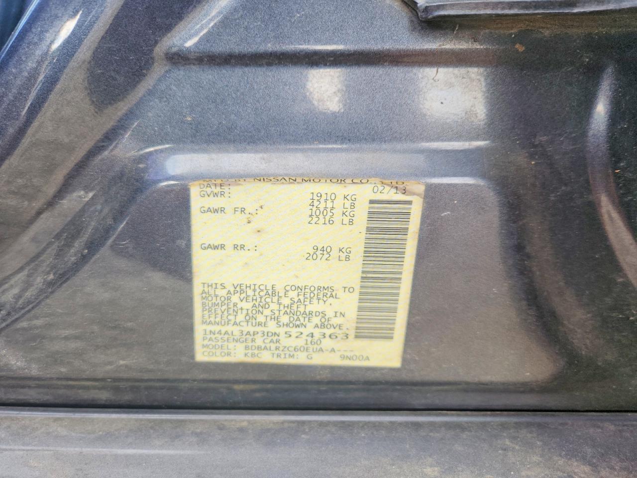 2013 Nissan Altima 2.5 Gray vin: 1N4AL3AP3DN524363