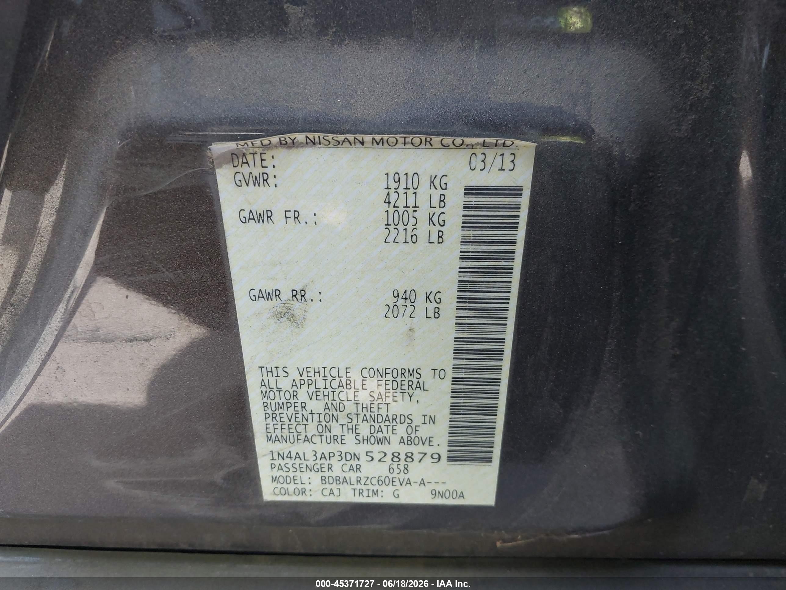 2013 Nissan Altima 2.5 S Серый vin: 1N4AL3AP3DN528879