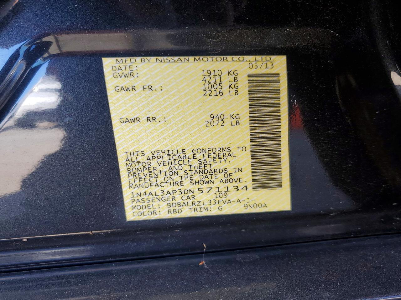 2013 Nissan Altima 2.5 Gray vin: 1N4AL3AP3DN571134