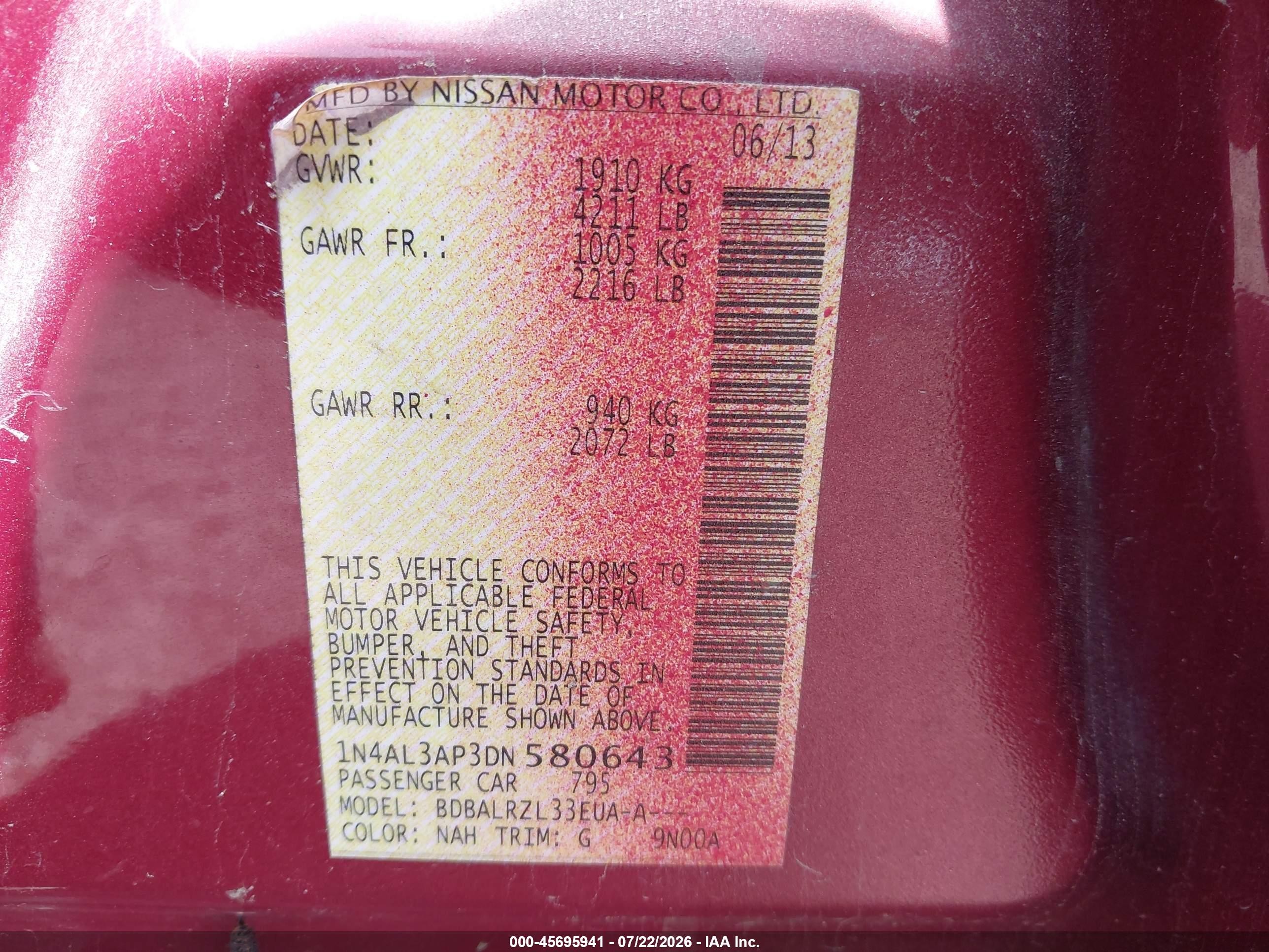 2013 Nissan Altima 2.5 S Red vin: 1N4AL3AP3DN580643
