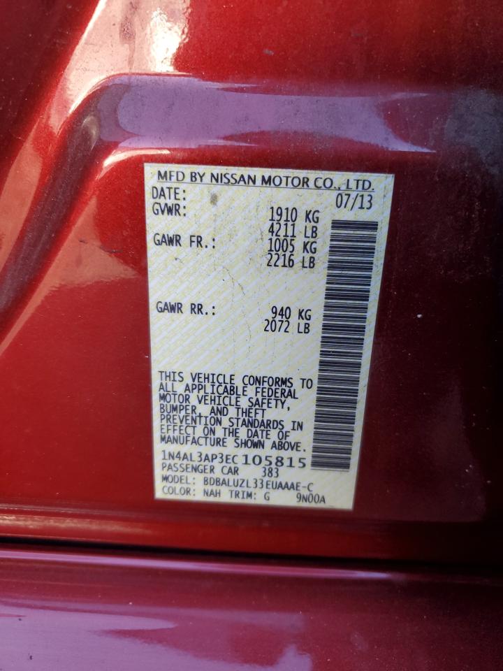 2014 Nissan Altima 2.5 Бордовый vin: 1N4AL3AP3EC105815