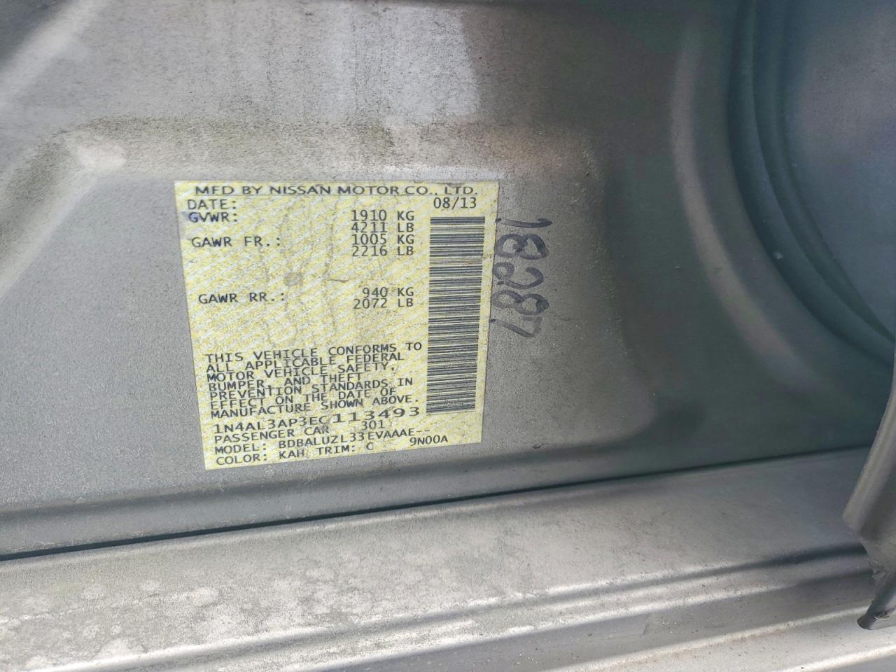 2014 Nissan Altima 2.5 Silver vin: 1N4AL3AP3EC113493