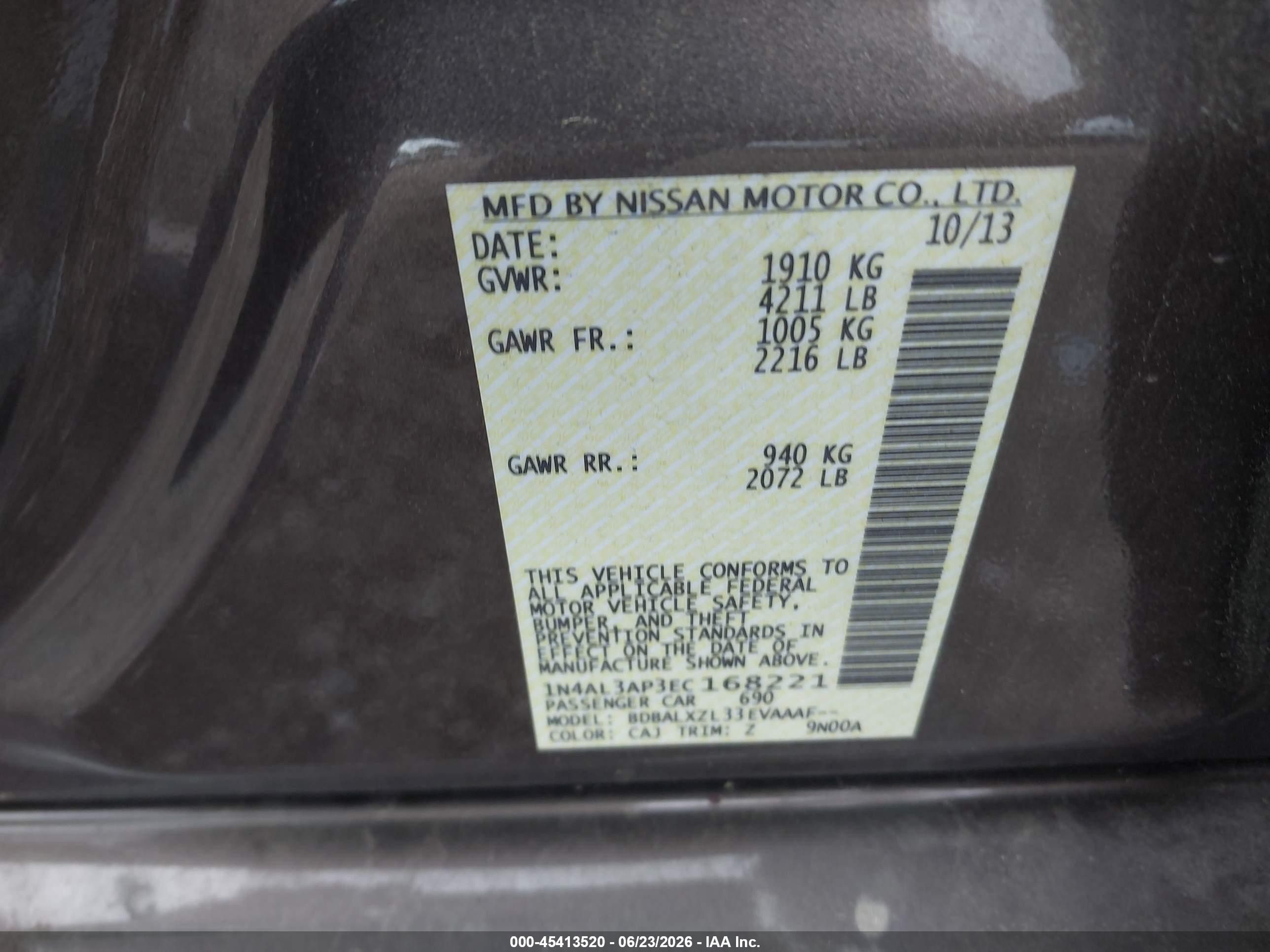 2014 Nissan Altima 2.5 Sl Gray vin: 1N4AL3AP3EC168221