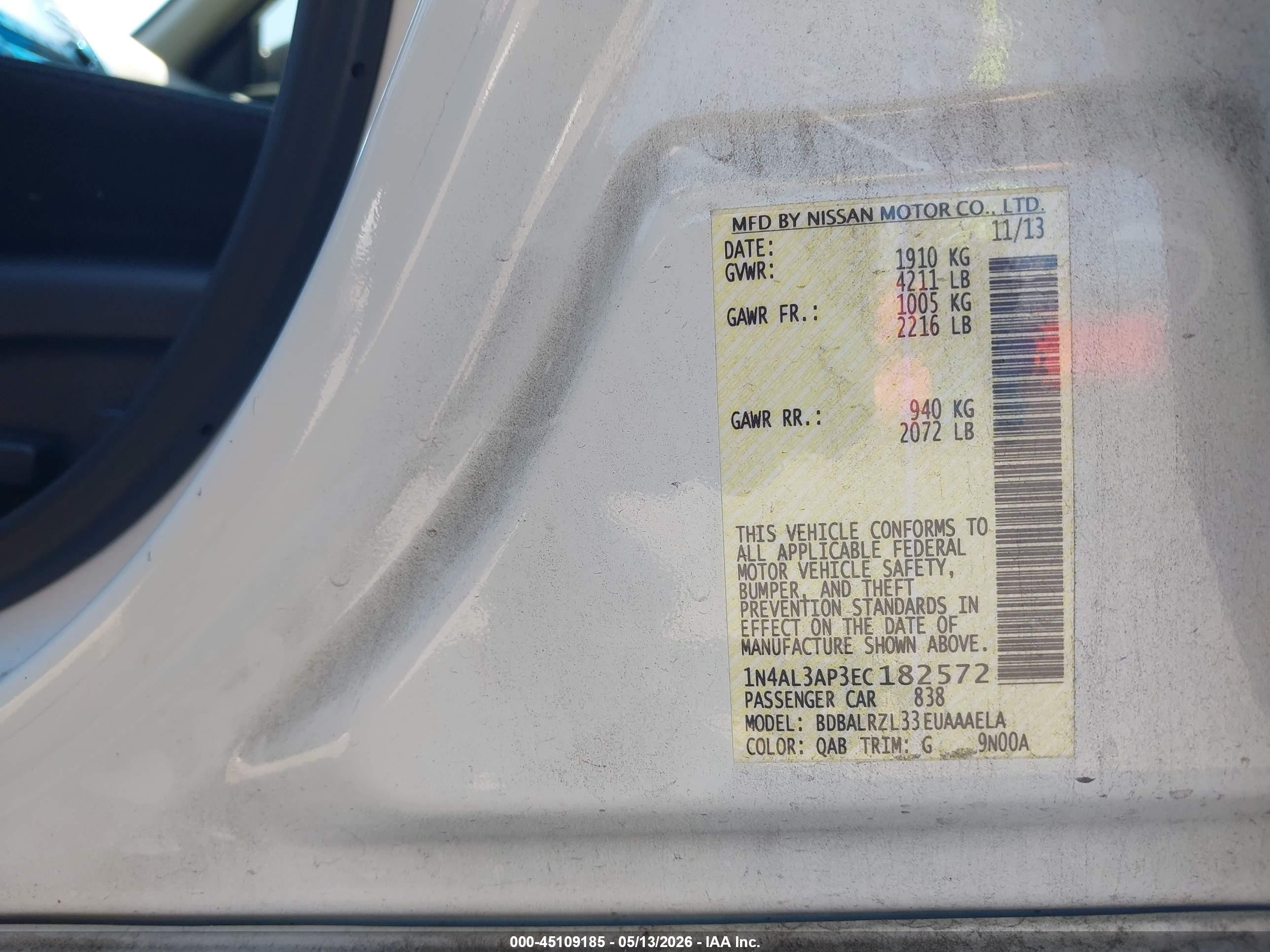 2014 Nissan Altima 2.5 S Белый vin: 1N4AL3AP3EC182572