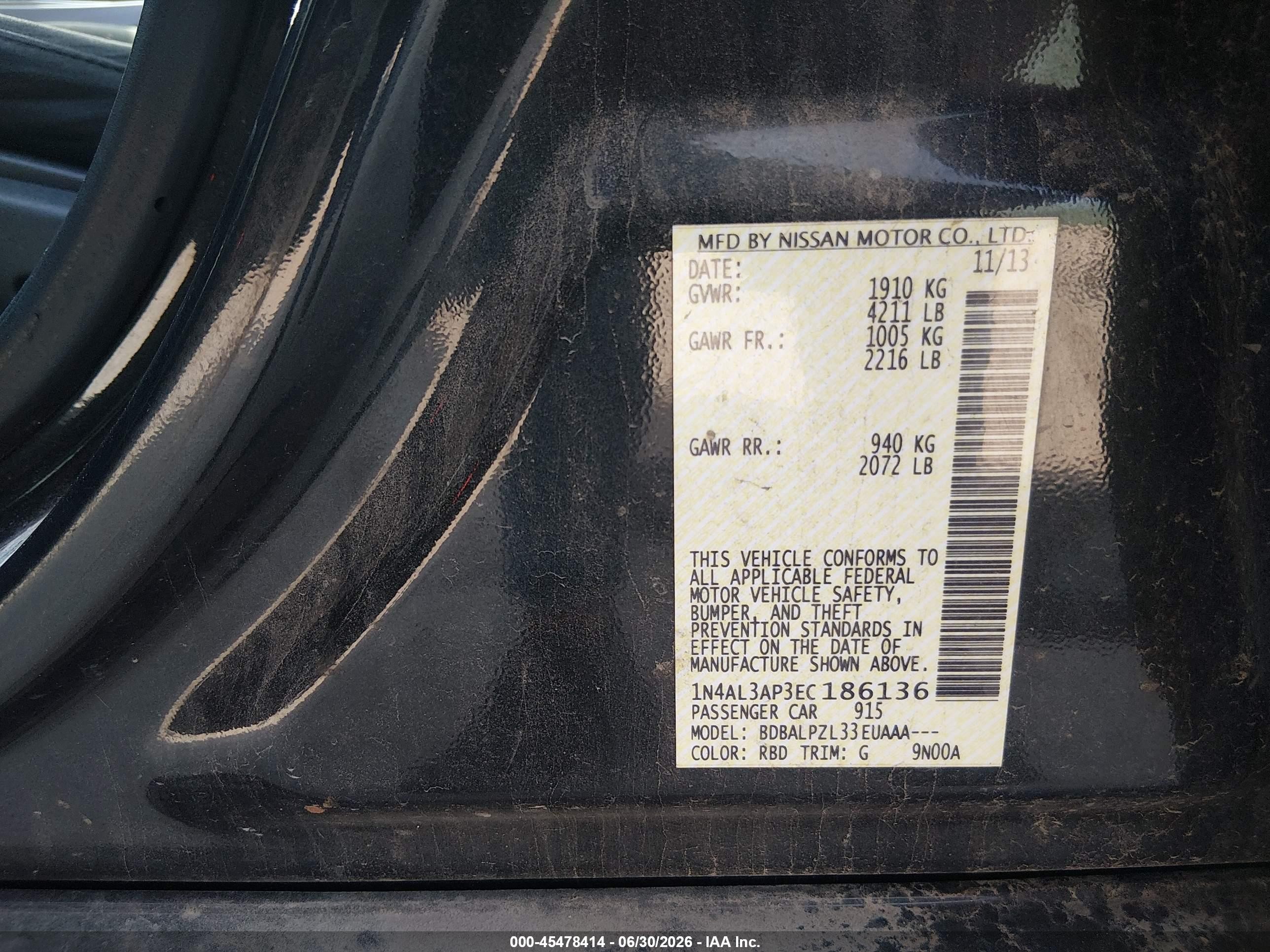 2014 Nissan Altima 2.5 Синий vin: 1N4AL3AP3EC186136