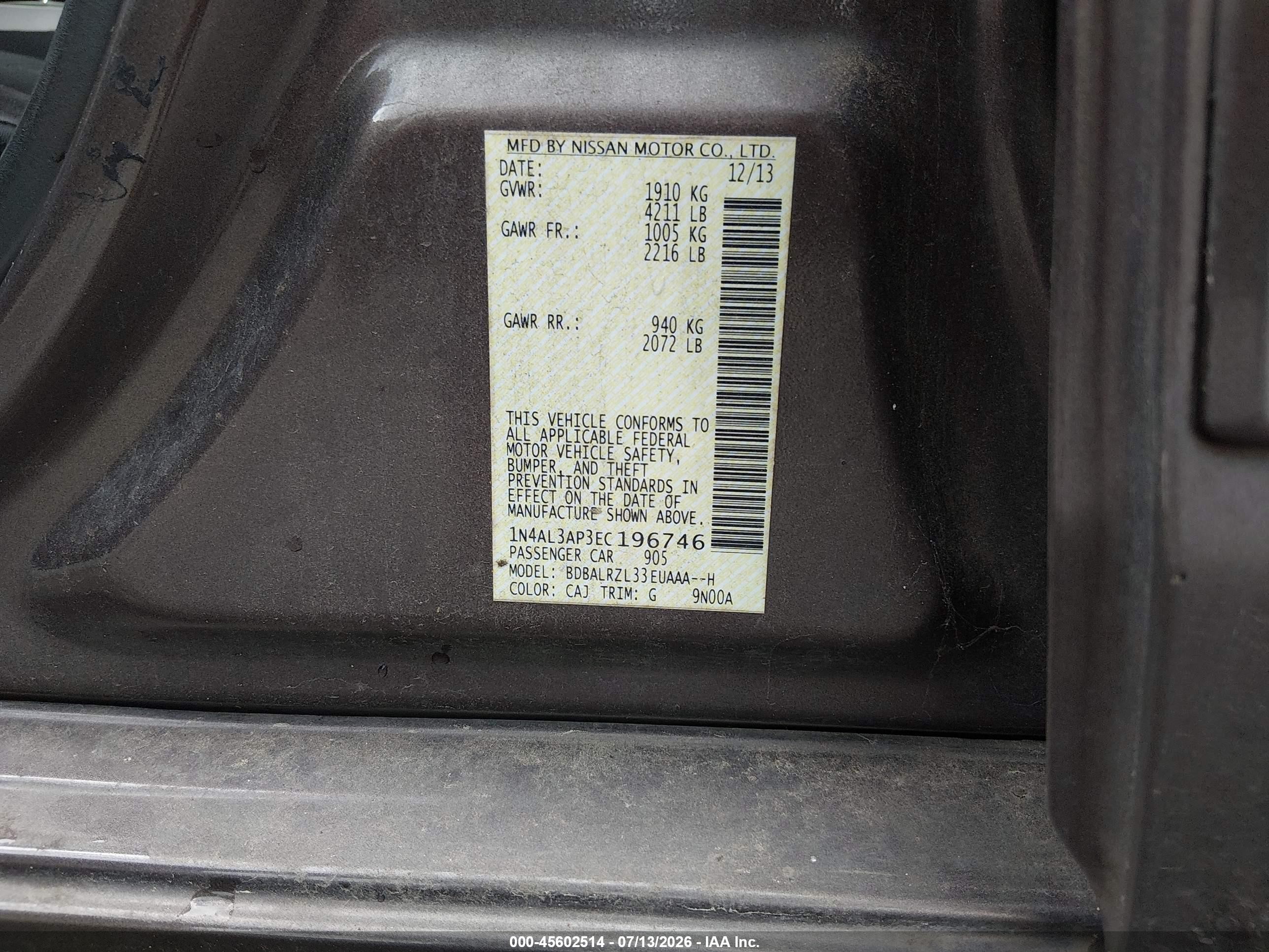2014 Nissan Altima 2.5 S Gray vin: 1N4AL3AP3EC196746