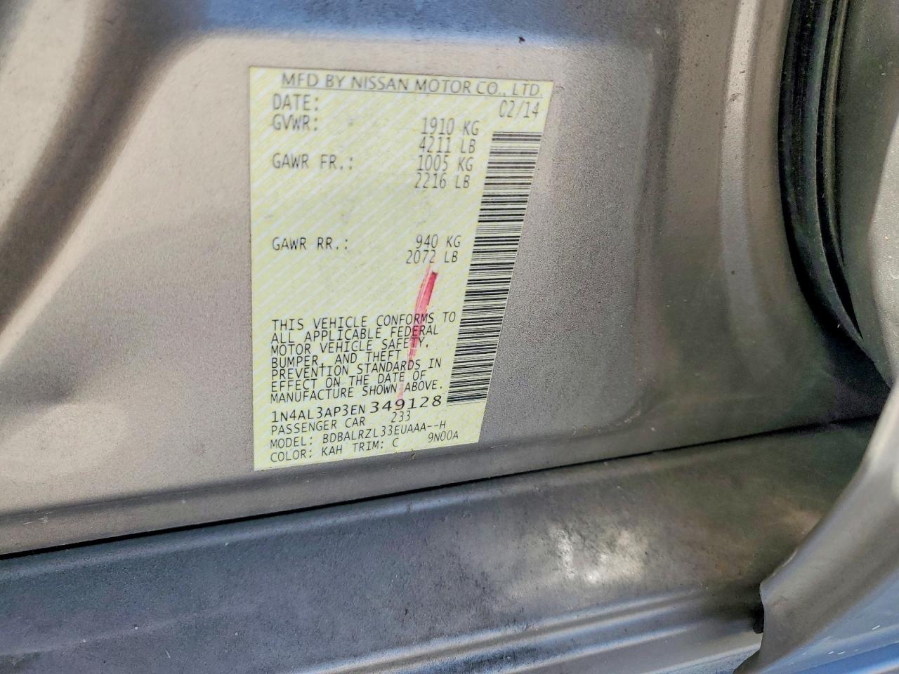 2014 Nissan Altima 2.5 S Beige vin: 1N4AL3AP3EN349128