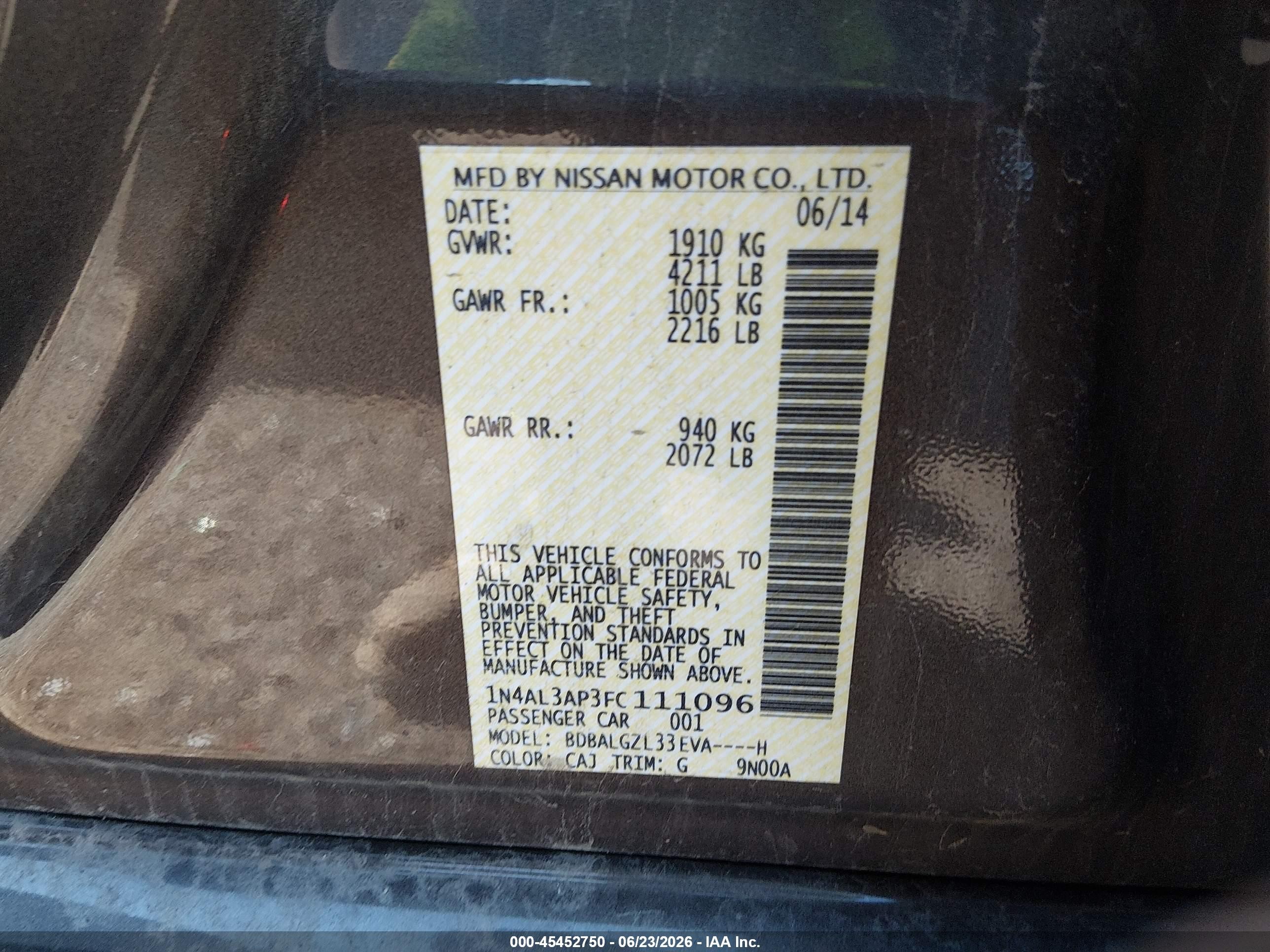 2015 Nissan Altima 2.5 S Brown vin: 1N4AL3AP3FC111096