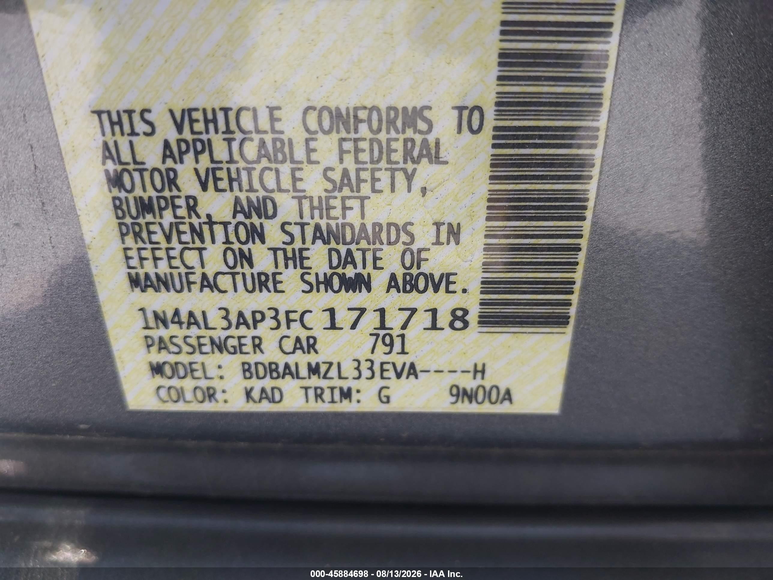 2015 Nissan Altima 2.5 Sv Gray vin: 1N4AL3AP3FC171718