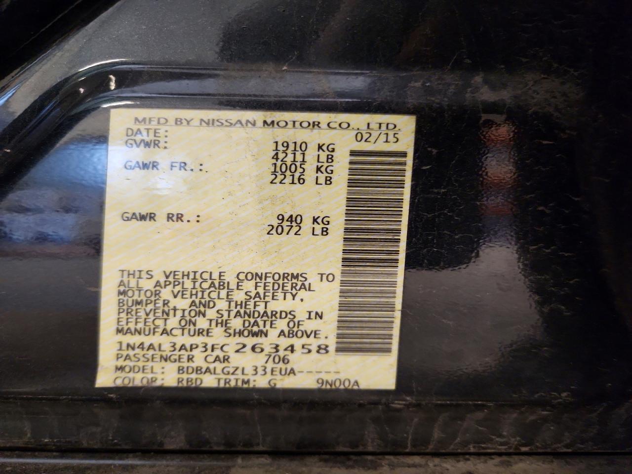 2015 Nissan Altima 2.5 S Серый vin: 1N4AL3AP3FC263458