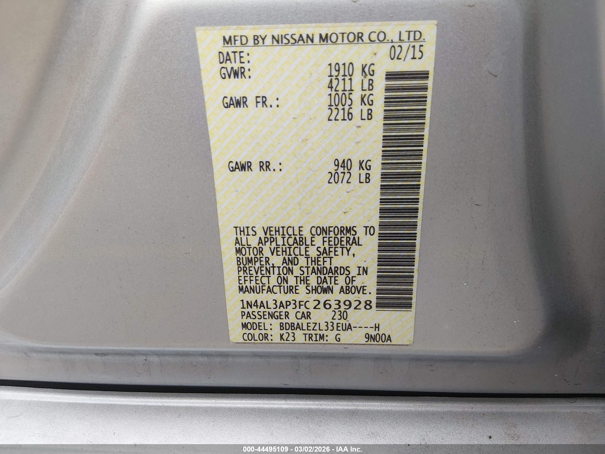 2015 Nissan Altima 2.5 S Silver vin: 1N4AL3AP3FC263928